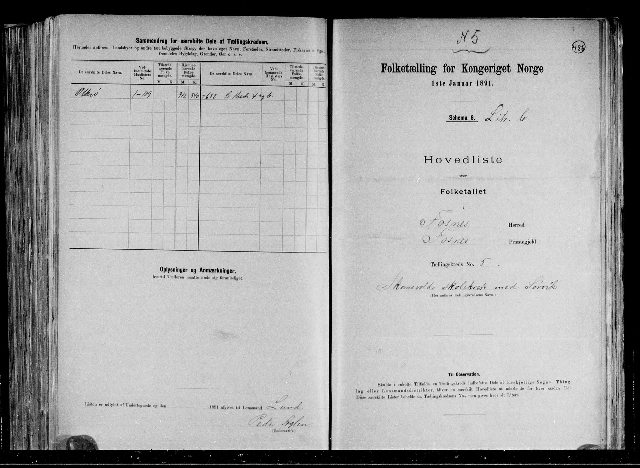 RA, 1891 census for 1748 Fosnes, 1891, p. 16