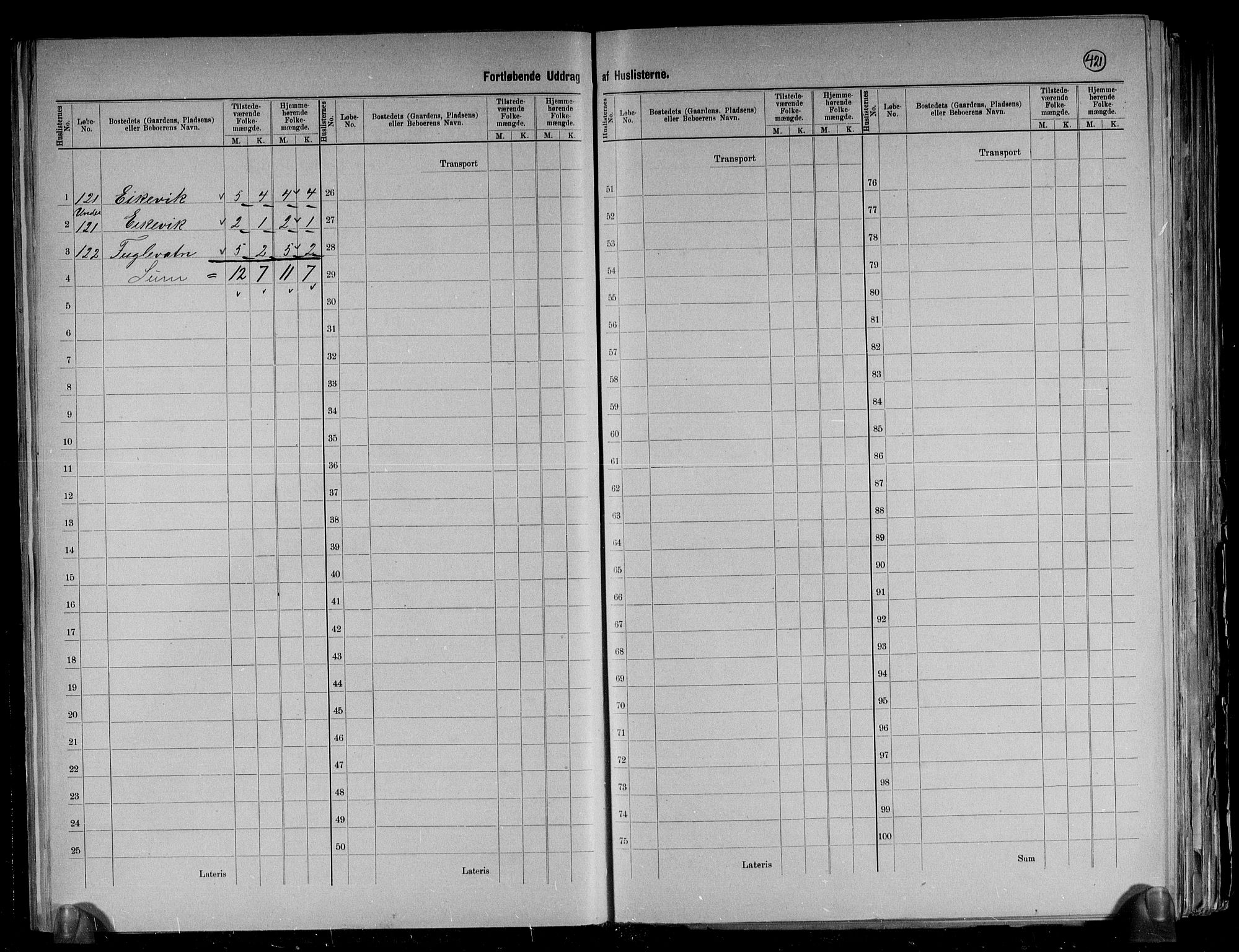 RA, 1891 census for 1429 Ytre Holmedal, 1891, p. 20