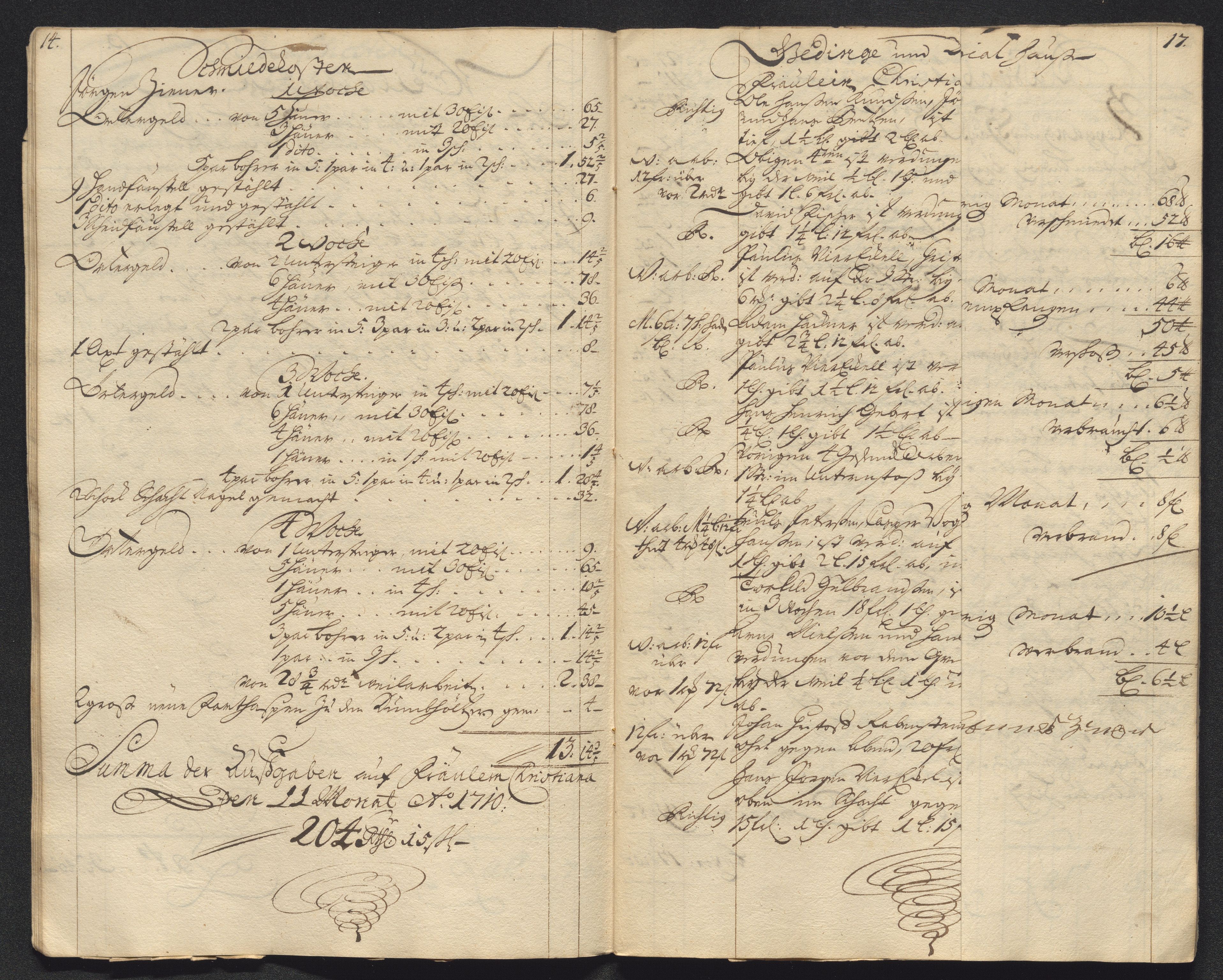 Kongsberg Sølvverk 1623-1816, AV/SAKO-EA-3135/001/D/Dc/Dcd/L0099: Utgiftsregnskap for gruver m.m., 1710, p. 493