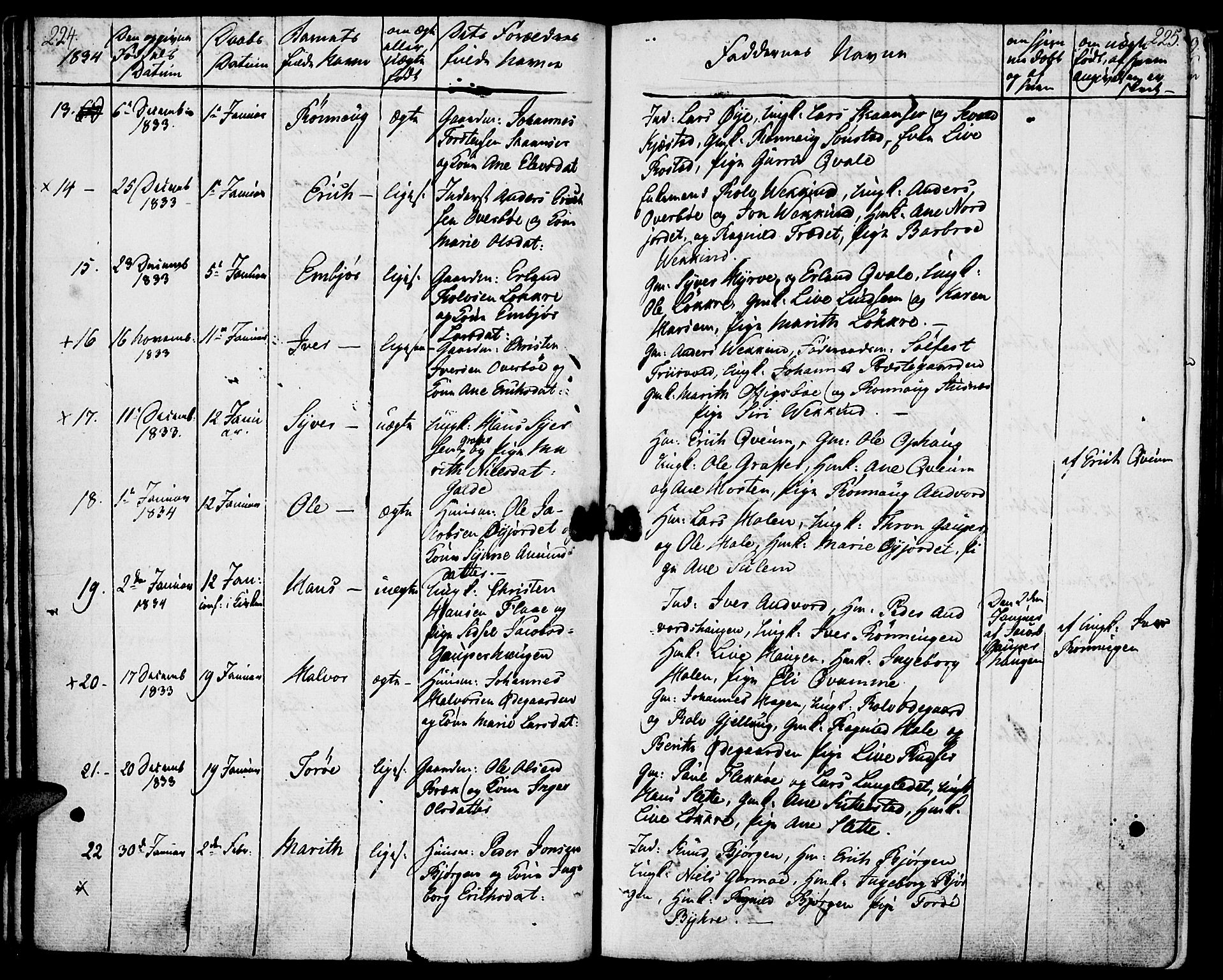 Lom prestekontor, SAH/PREST-070/K/L0005: Parish register (official) no. 5, 1825-1837, p. 224-225