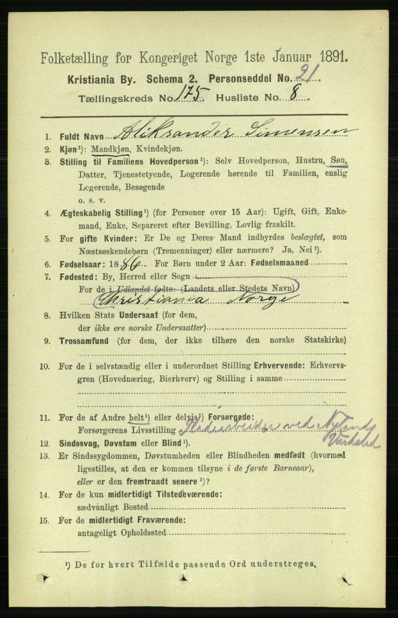 RA, 1891 census for 0301 Kristiania, 1891, p. 105359