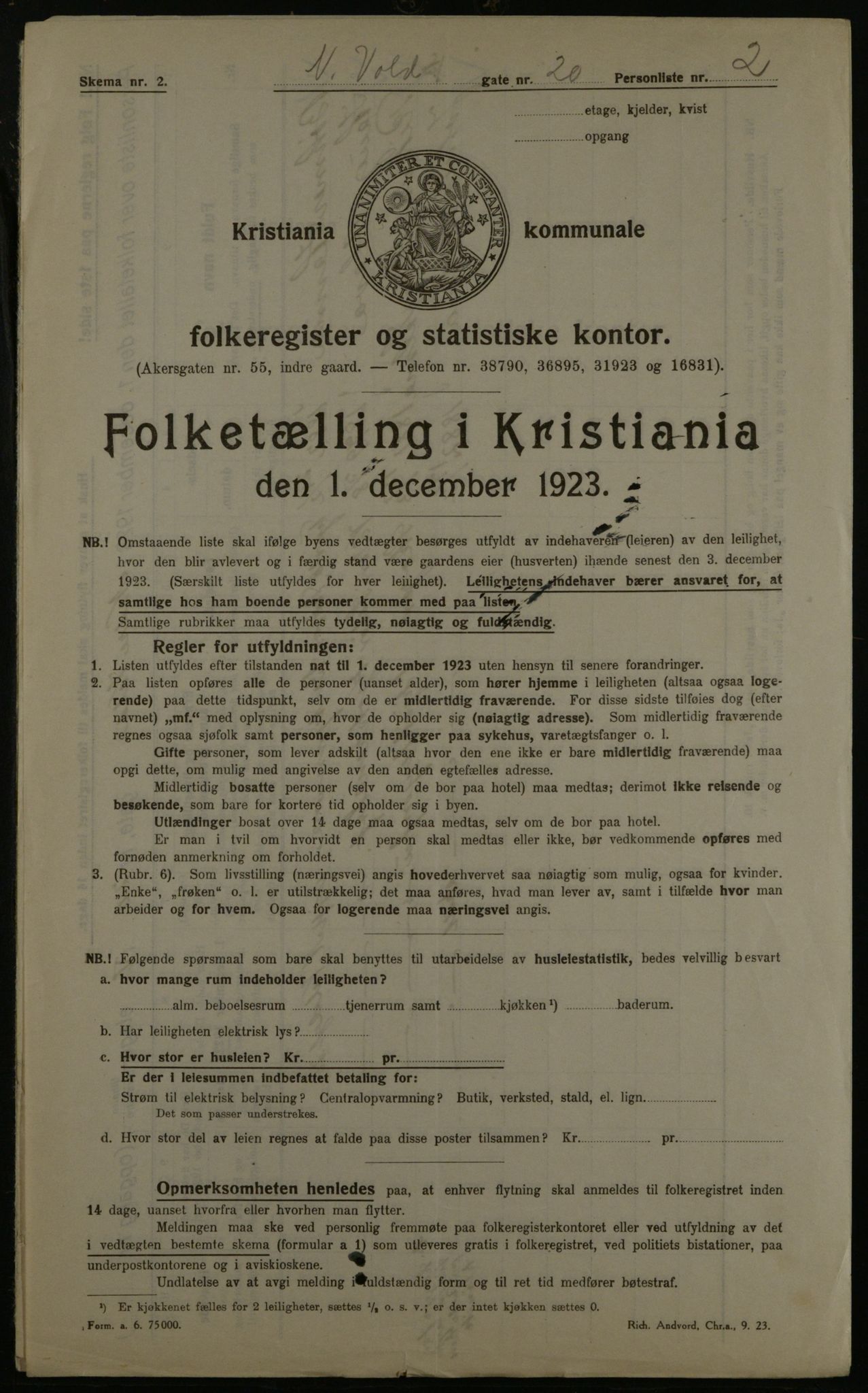 OBA, Municipal Census 1923 for Kristiania, 1923, p. 76646