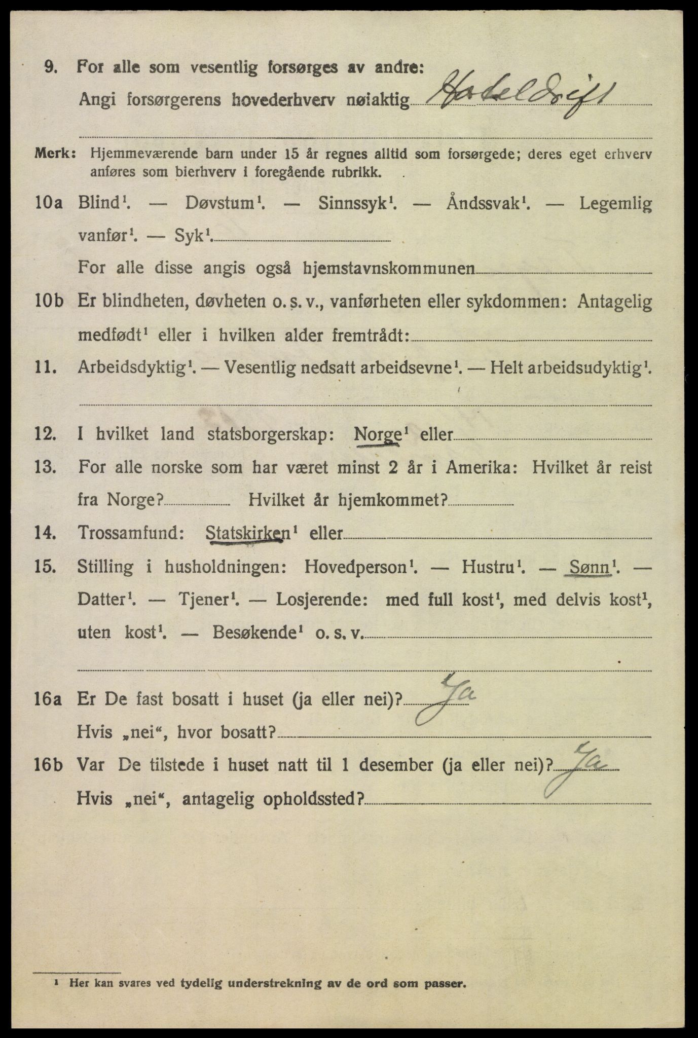 SAH, 1920 census for Trysil, 1920, p. 4626