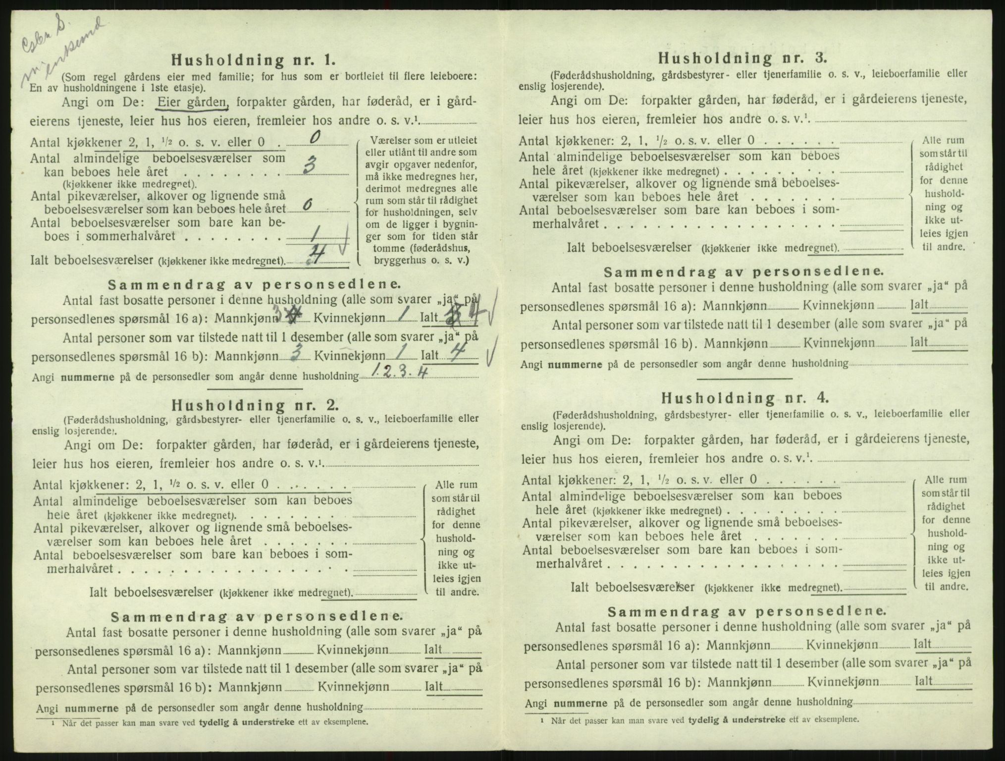 SAK, 1920 census for Bykle, 1920, p. 168