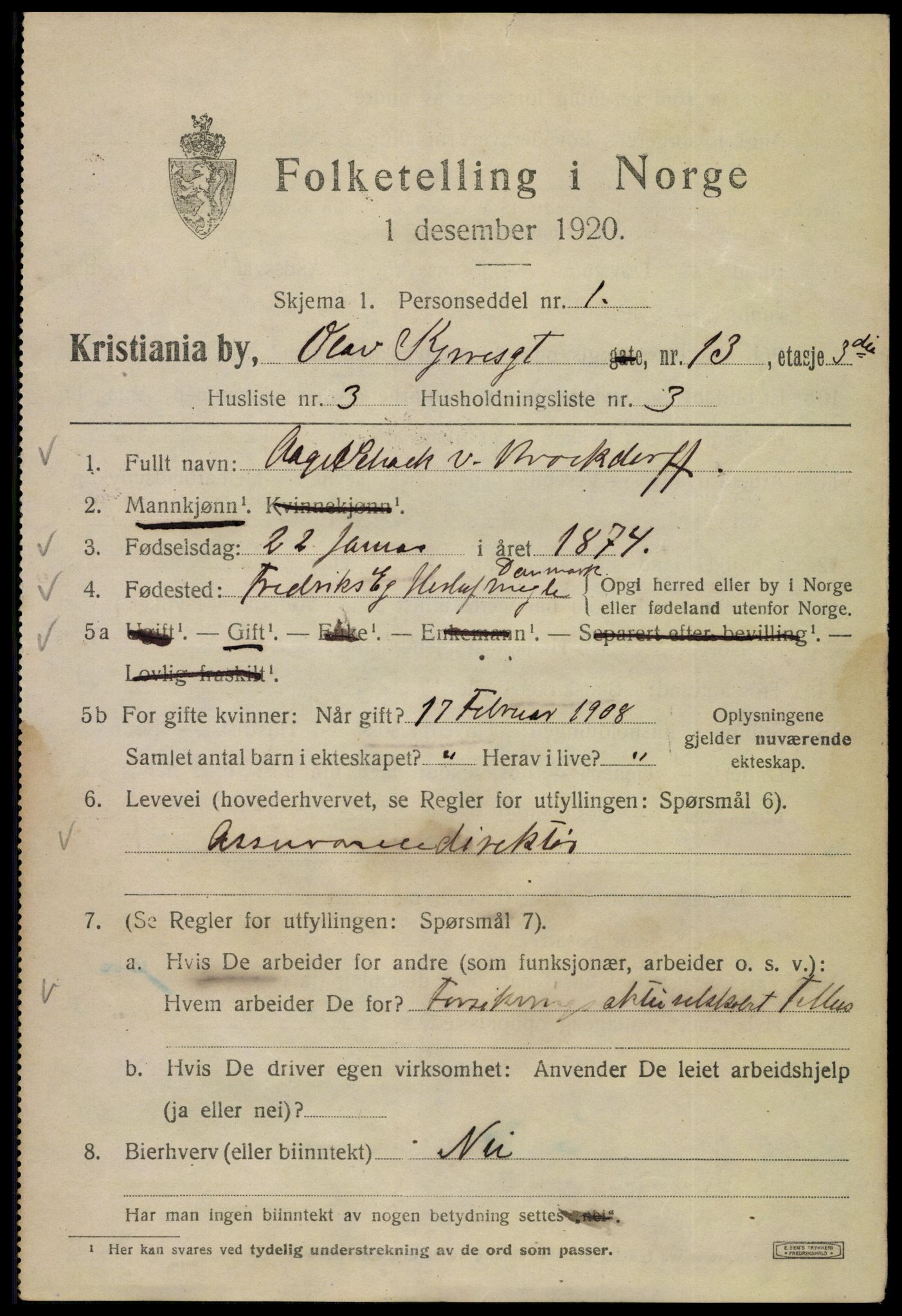 SAO, 1920 census for Kristiania, 1920, p. 432837