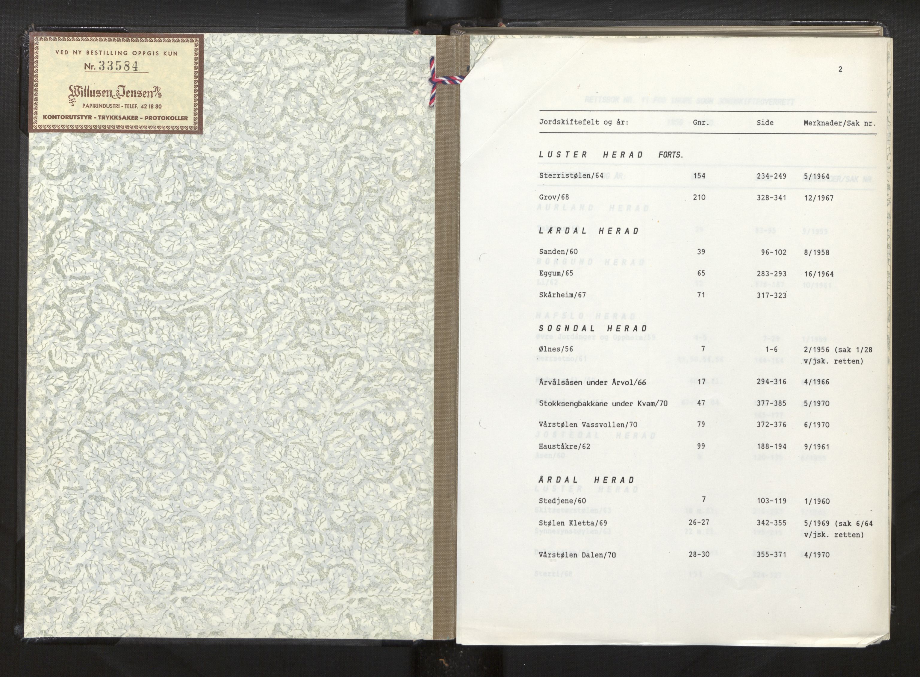 Overdommaren i Sogn og Fjordane jordskiftedøme, AV/SAB-A-5701/A/L0011: Overrettsprotokoll, 1956-1970