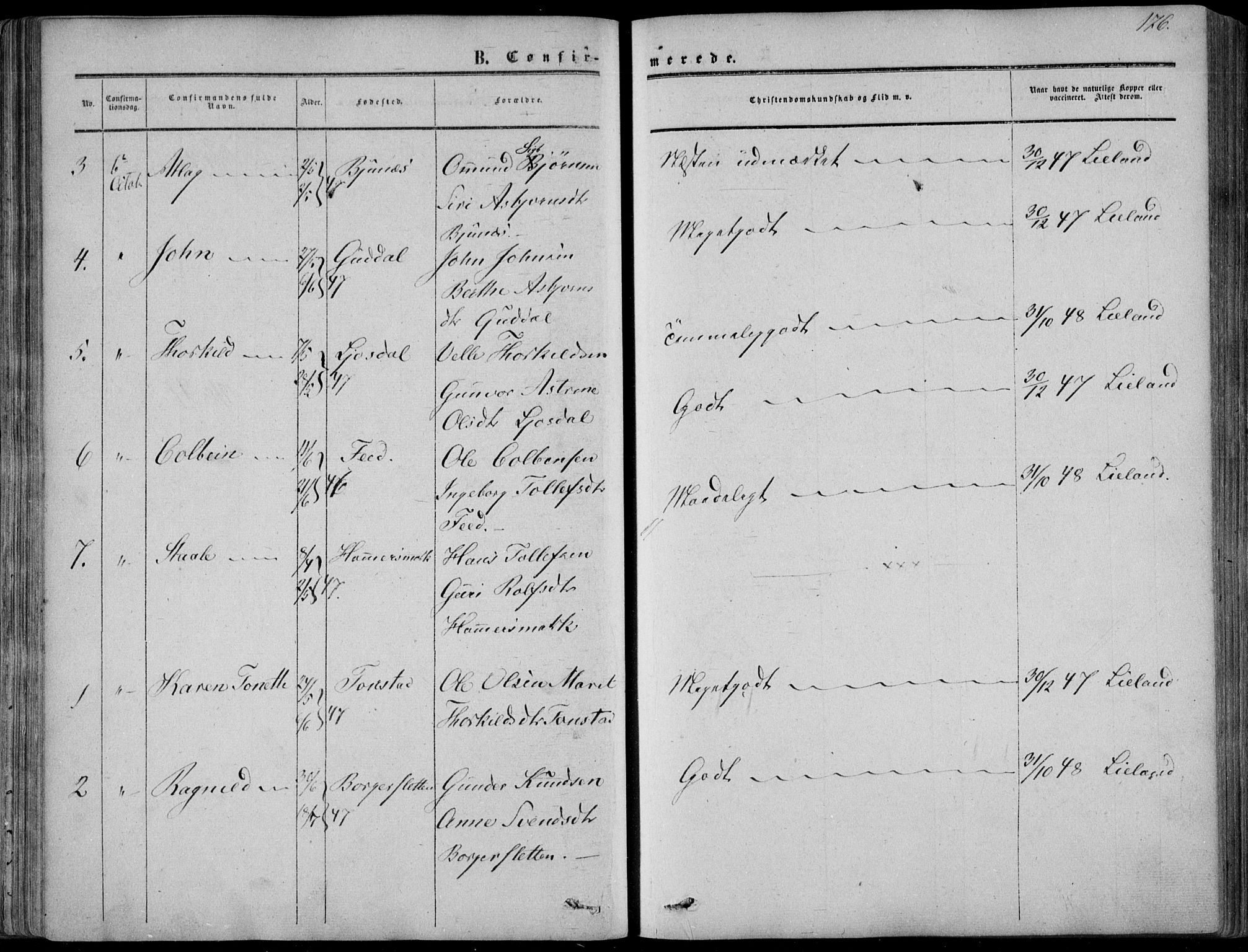 Sirdal sokneprestkontor, AV/SAK-1111-0036/F/Fa/Fab/L0002: Parish register (official) no. A 2, 1855-1874, p. 176