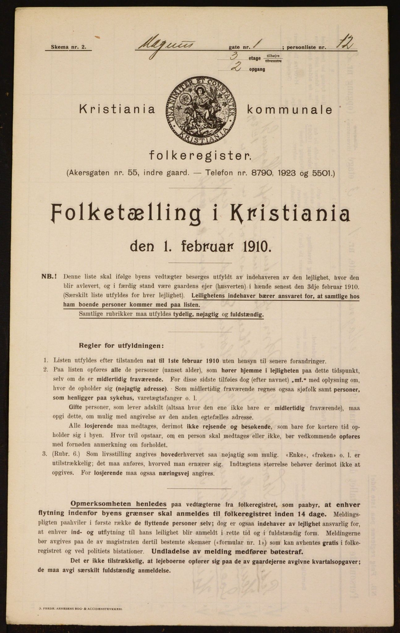 OBA, Municipal Census 1910 for Kristiania, 1910, p. 57223