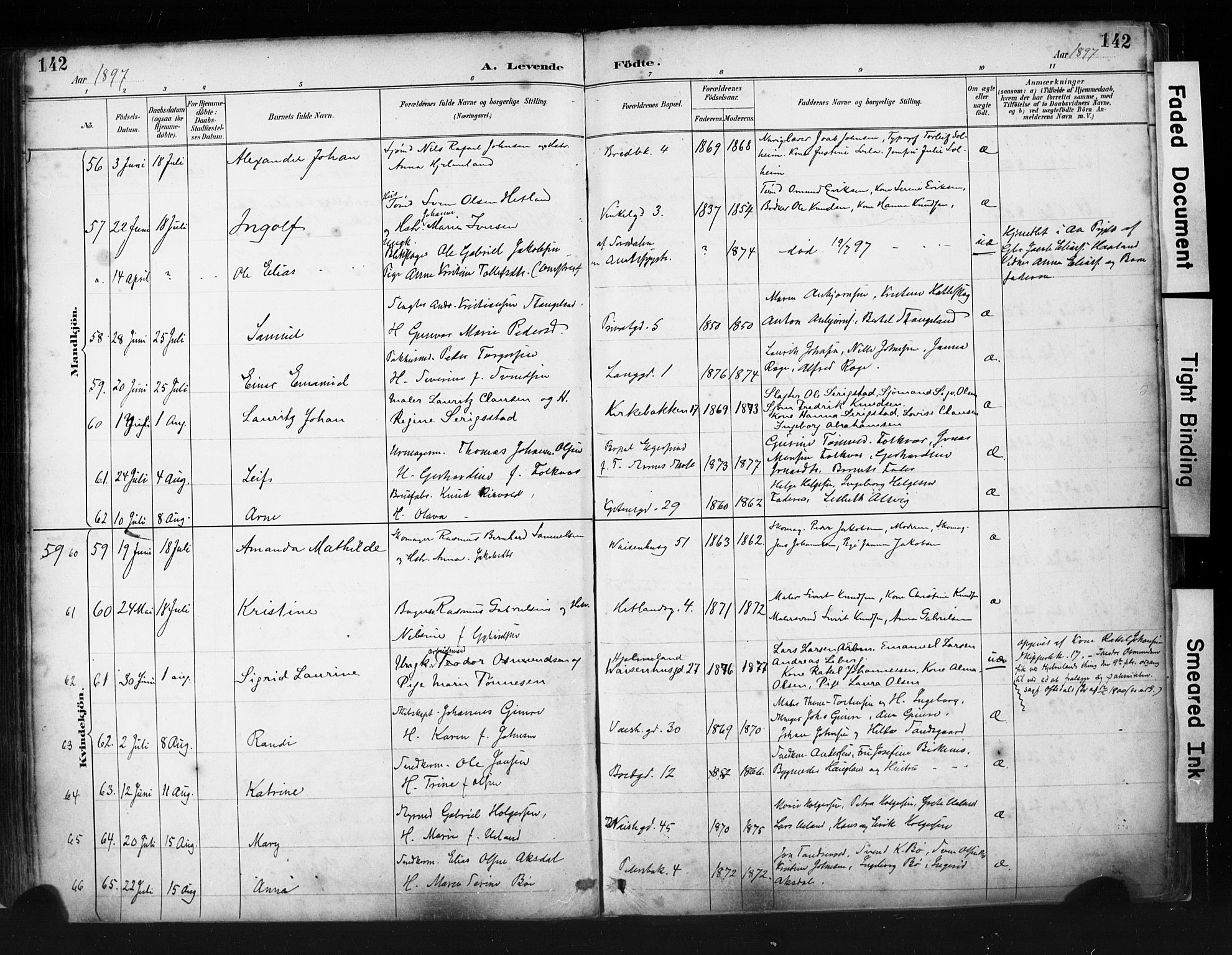 St. Petri sokneprestkontor, AV/SAST-A-101813/001/30/30BA/L0019: Parish register (official) no. A 20, 1888-1901, p. 142