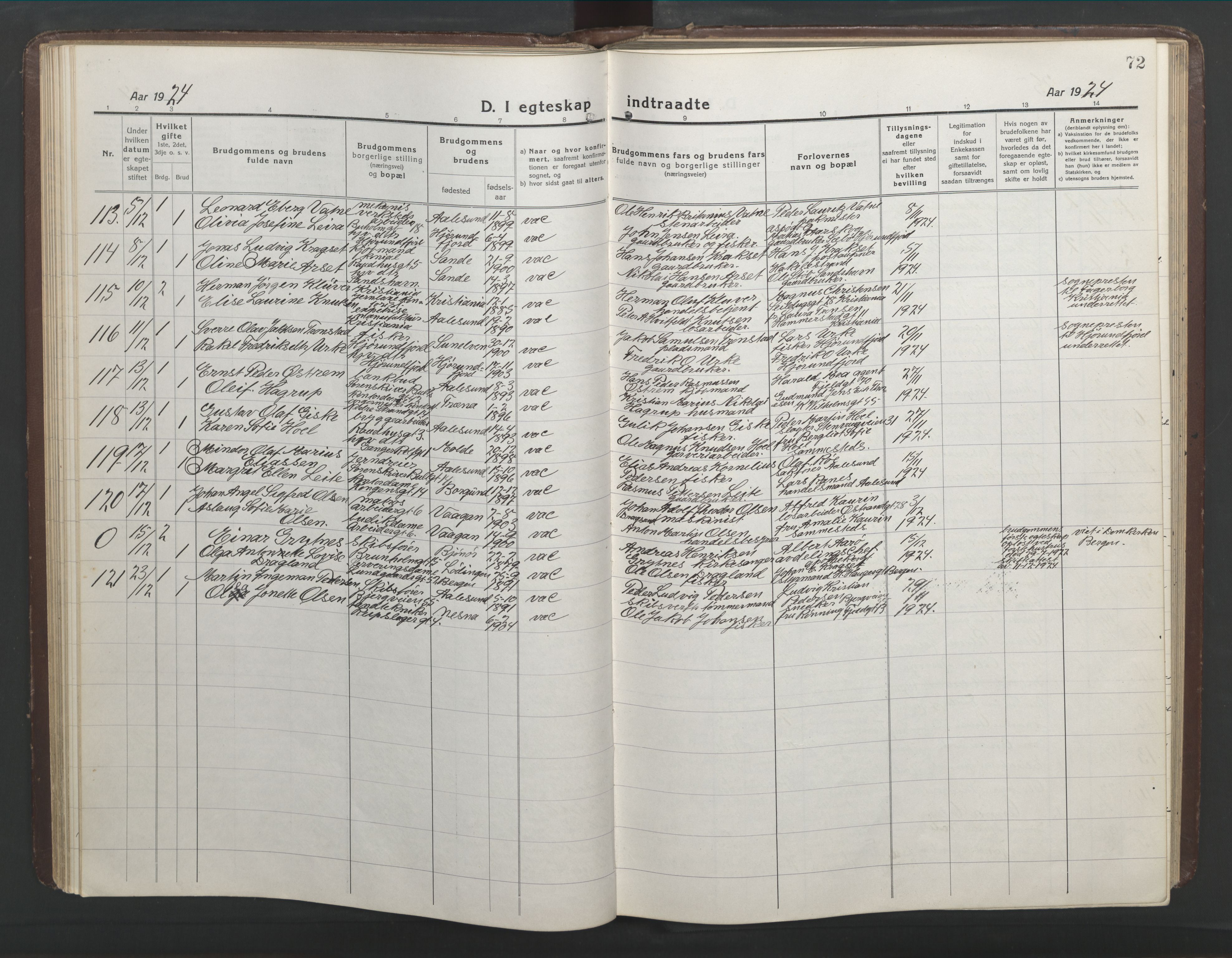 Ministerialprotokoller, klokkerbøker og fødselsregistre - Møre og Romsdal, AV/SAT-A-1454/529/L0473: Parish register (copy) no. 529C10, 1918-1941, p. 72