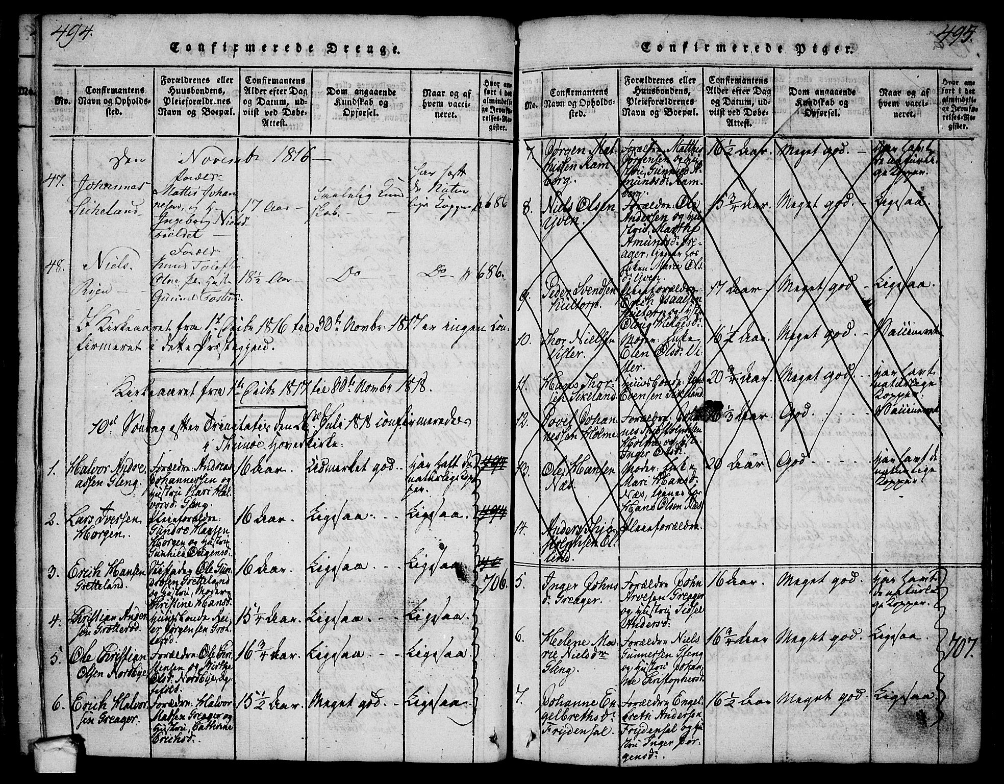Tune prestekontor Kirkebøker, SAO/A-2007/F/Fa/L0005: Parish register (official) no. 5, 1815-1823, p. 494-495