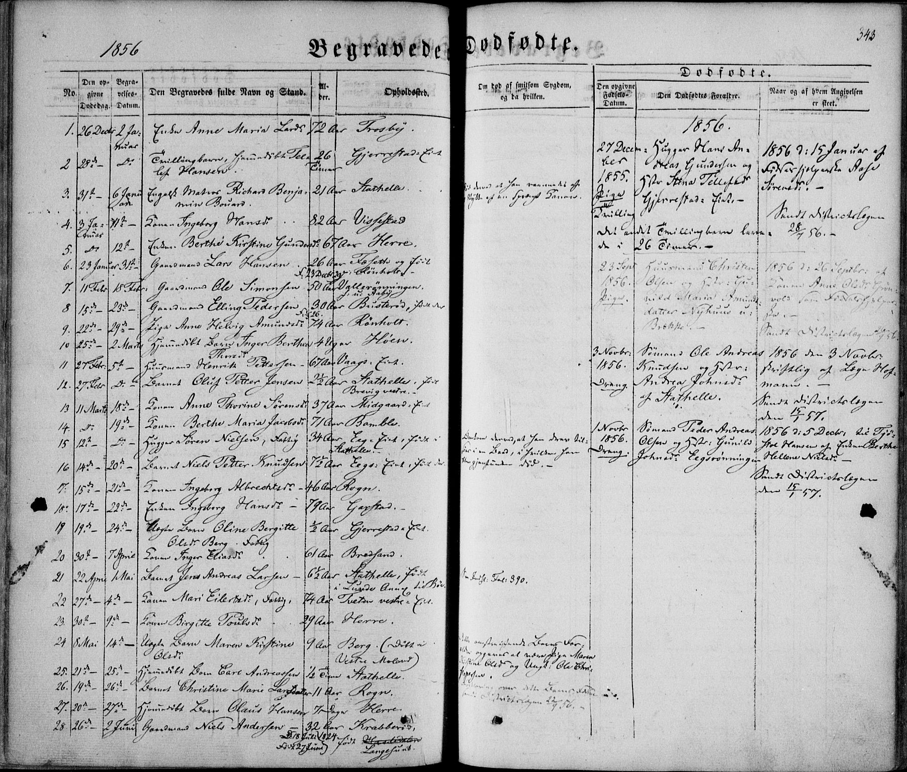 Bamble kirkebøker, SAKO/A-253/F/Fa/L0005: Parish register (official) no. I 5, 1854-1869, p. 343