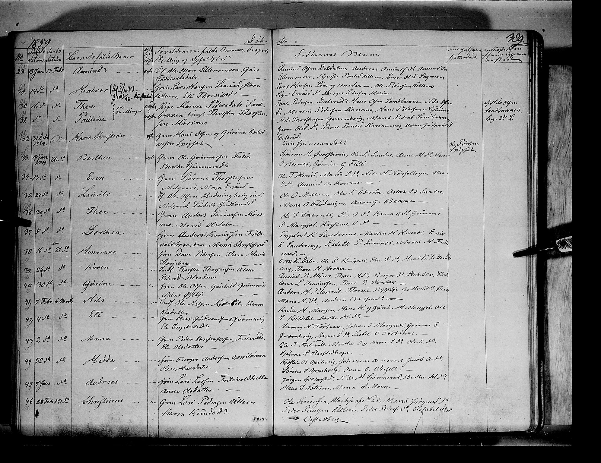 Sør-Odal prestekontor, SAH/PREST-030/H/Ha/Haa/L0001: Parish register (official) no. 1, 1849-1859, p. 389