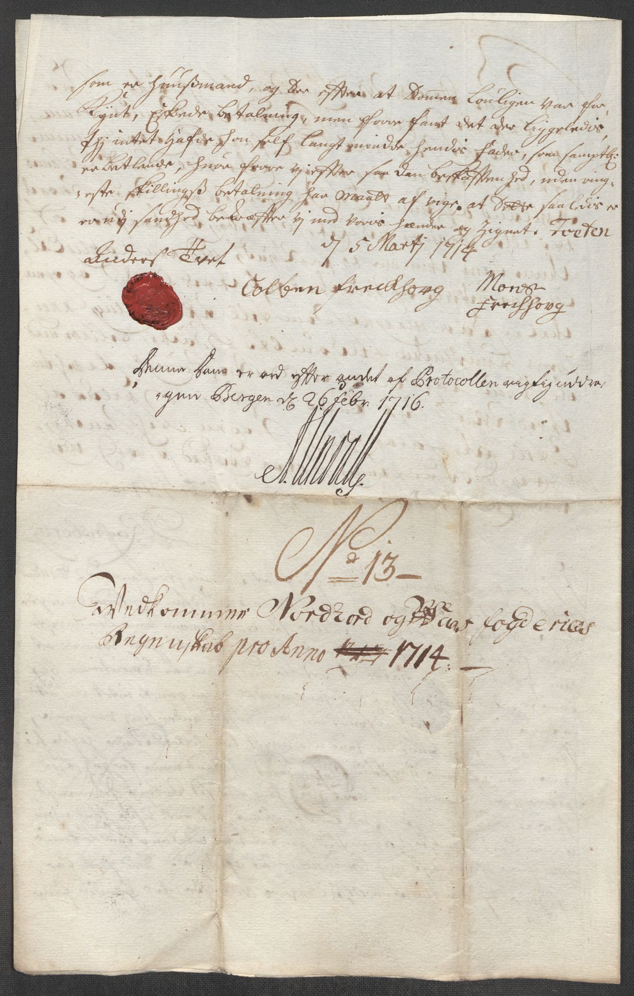 Rentekammeret inntil 1814, Reviderte regnskaper, Fogderegnskap, AV/RA-EA-4092/R51/L3197: Fogderegnskap Nordhordland og Voss, 1714, p. 254