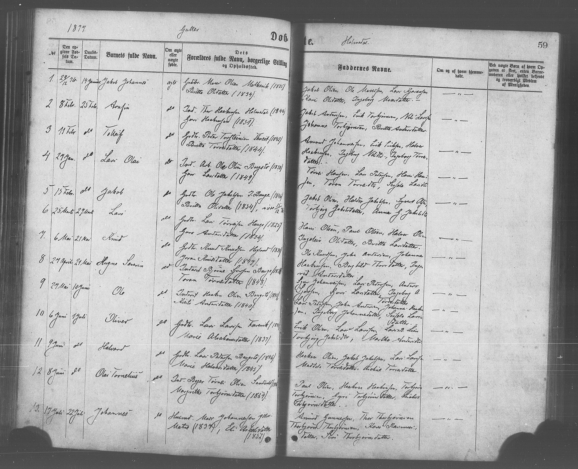 Skånevik sokneprestembete, SAB/A-77801/H/Haa: Parish register (official) no. A 6, 1869-1878, p. 59