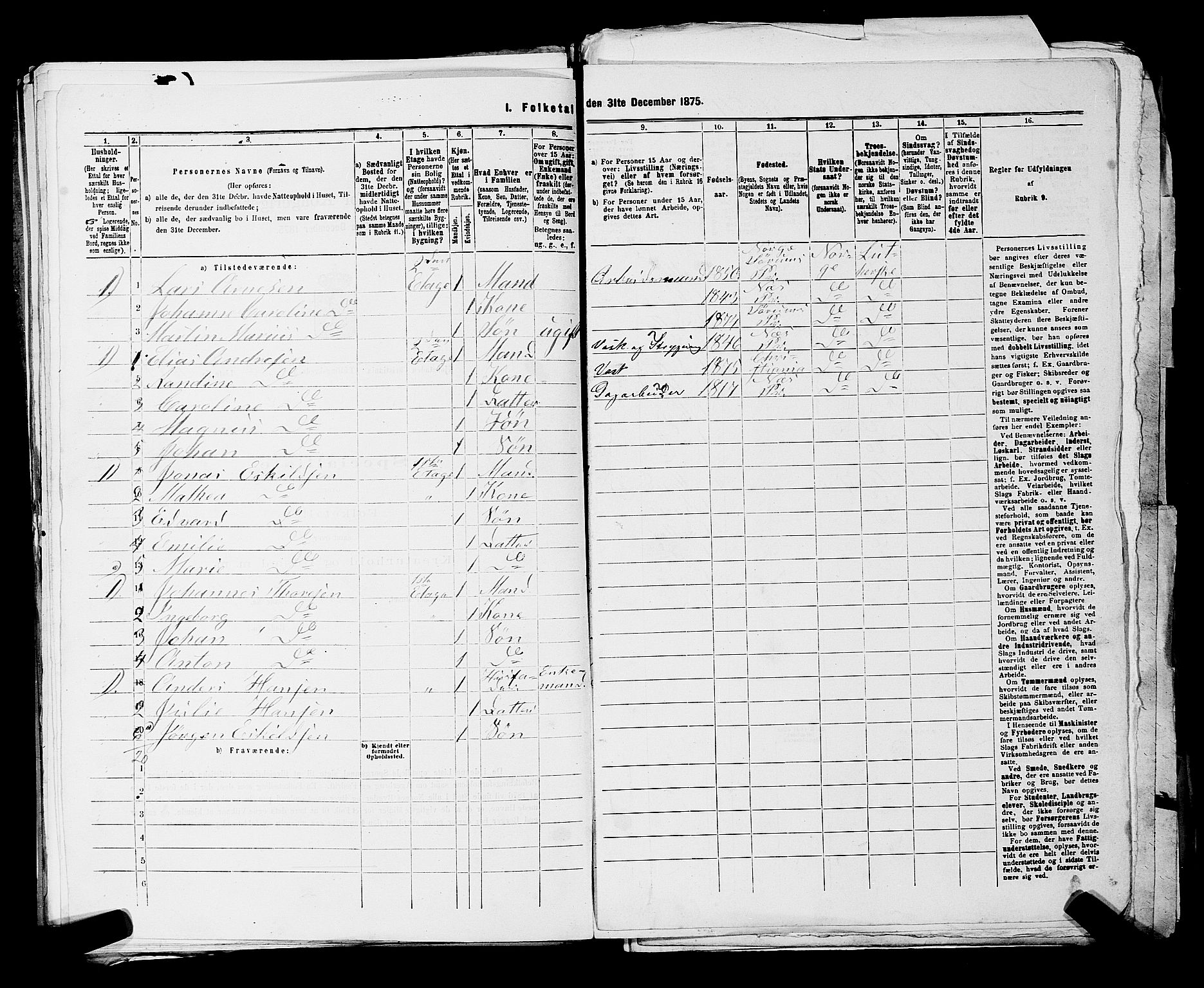 RA, 1875 census for 0301 Kristiania, 1875, p. 8530