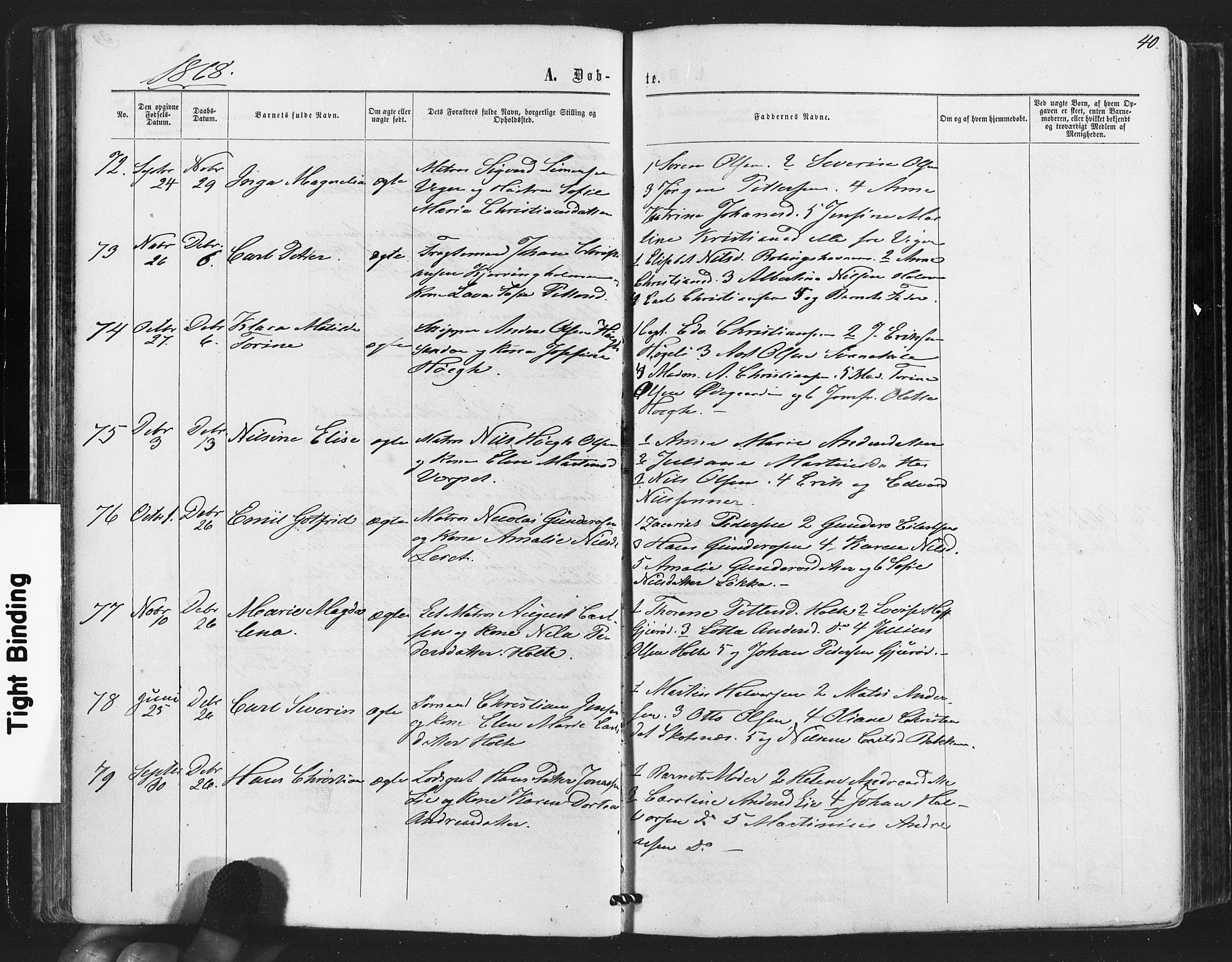 Hvaler prestekontor Kirkebøker, SAO/A-2001/F/Fa/L0007: Parish register (official) no. I 7, 1864-1878, p. 40