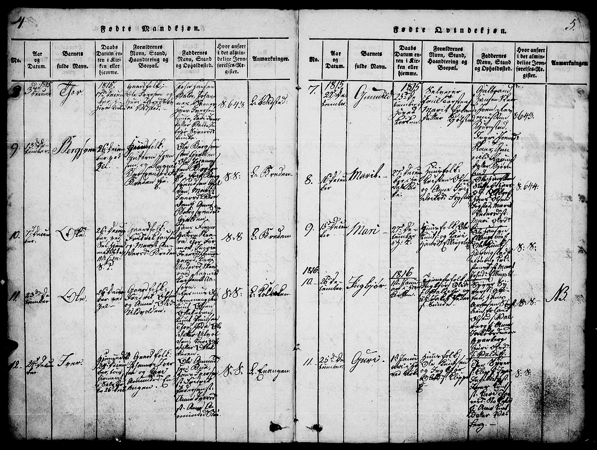 Vågå prestekontor, SAH/PREST-076/H/Ha/Haa/L0003: Parish register (official) no. 3, 1815-1827, p. 4-5