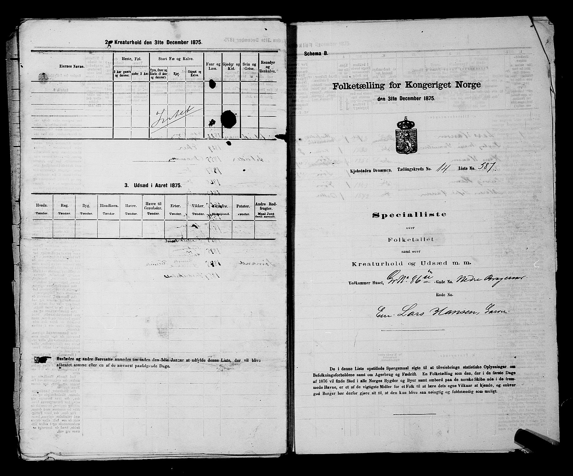 SAKO, 1875 census for 0602 Drammen, 1875, p. 1616