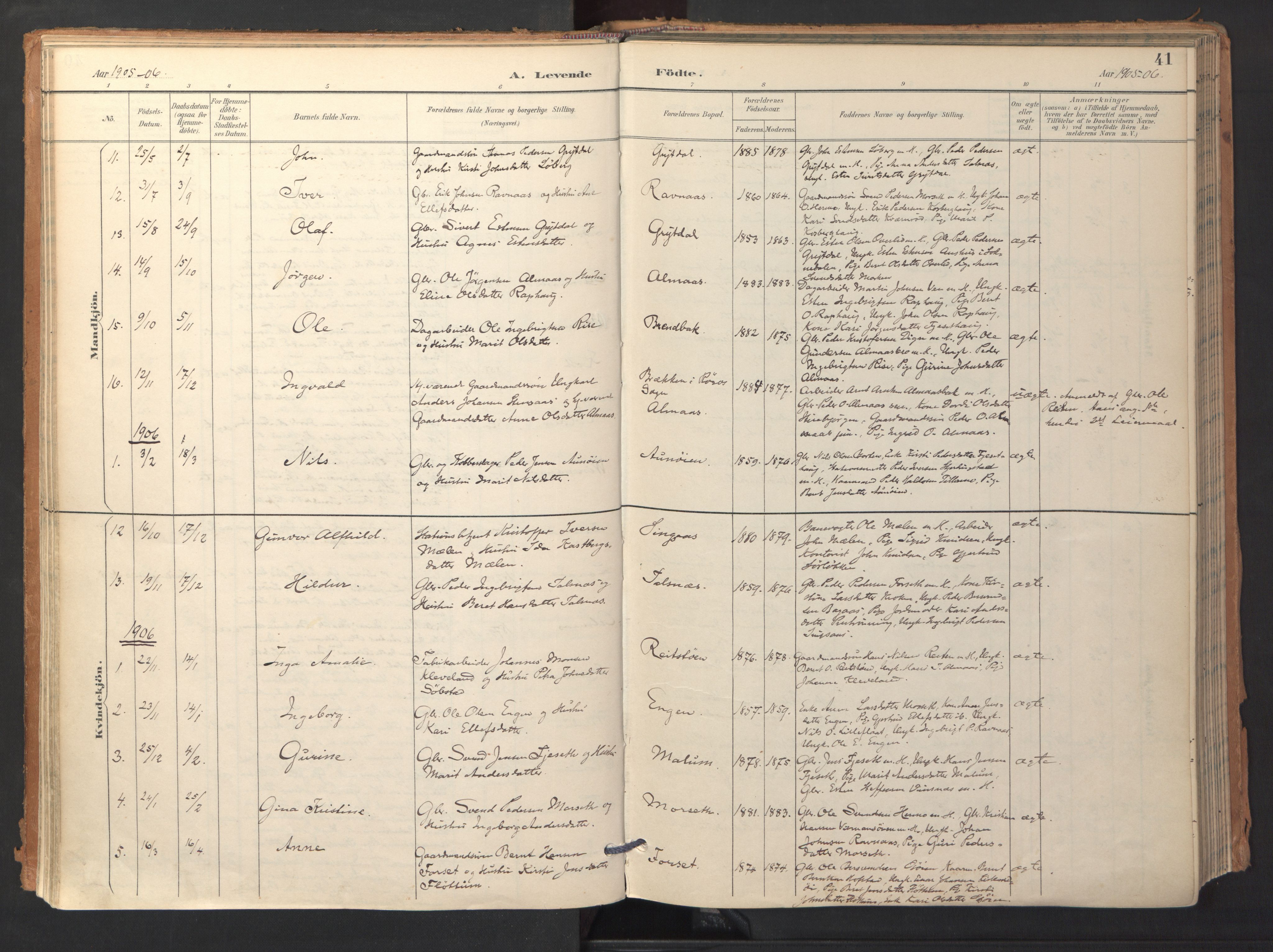 Ministerialprotokoller, klokkerbøker og fødselsregistre - Sør-Trøndelag, SAT/A-1456/688/L1025: Parish register (official) no. 688A02, 1891-1909, p. 41