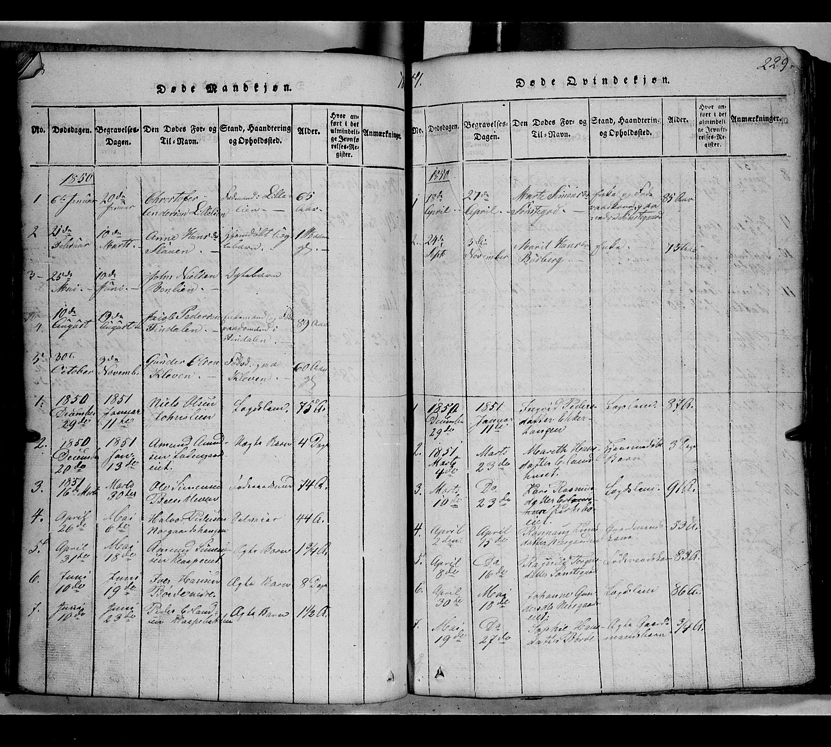 Gausdal prestekontor, SAH/PREST-090/H/Ha/Hab/L0002: Parish register (copy) no. 2, 1818-1874, p. 228-229