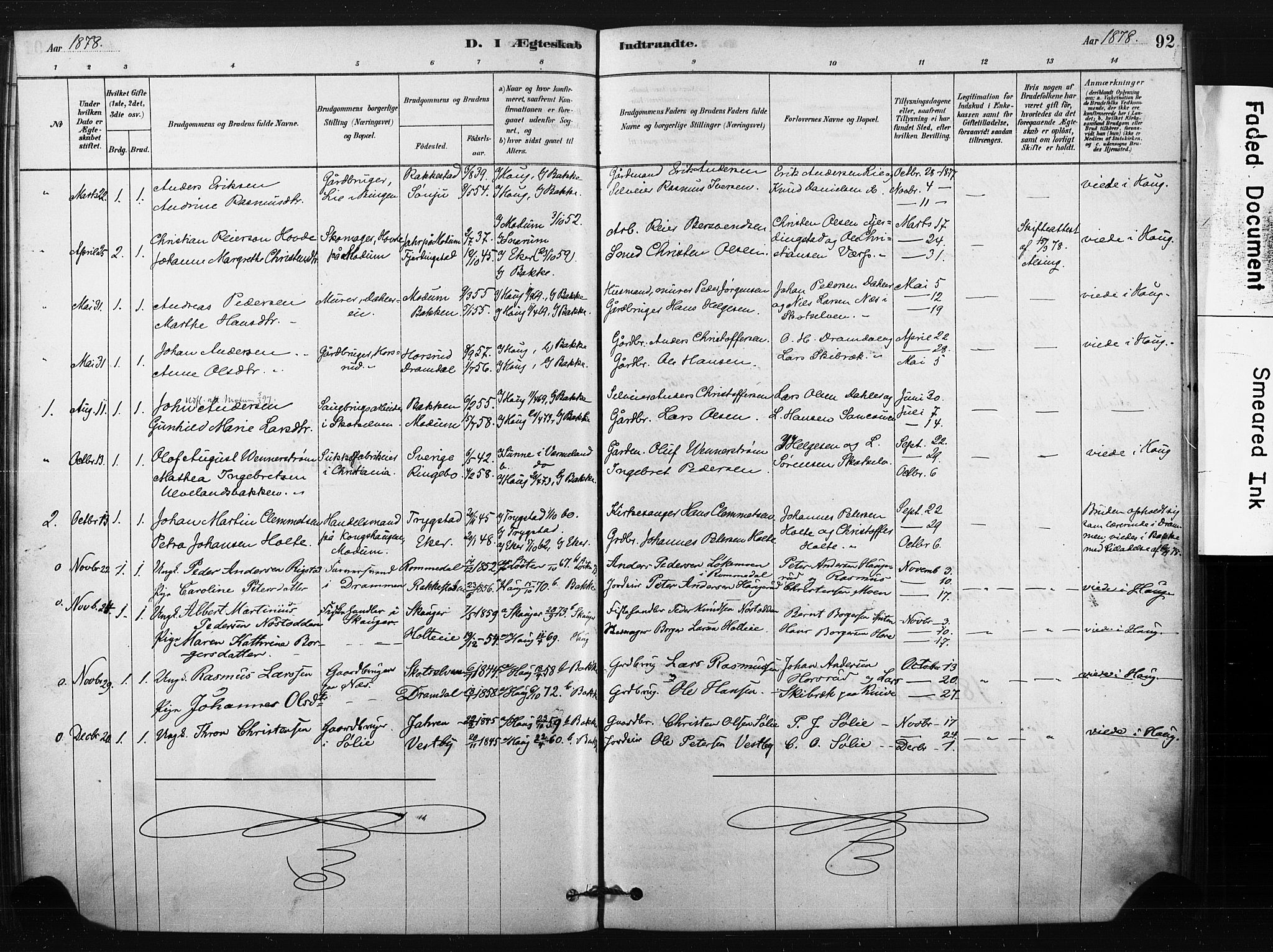 Eiker kirkebøker, AV/SAKO-A-4/F/Fc/L0001: Parish register (official) no. III 1, 1878-1889, p. 92