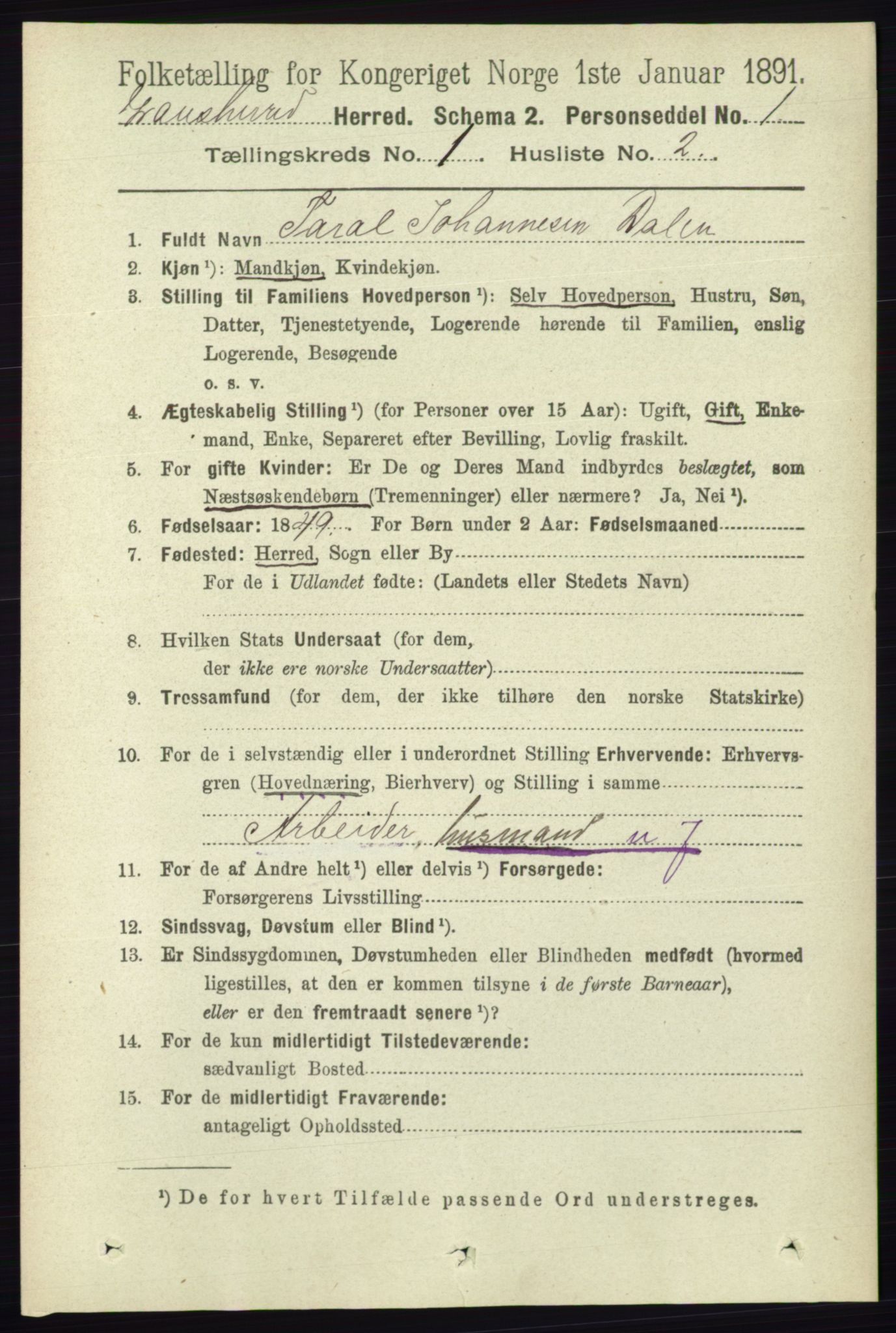 RA, 1891 census for 0824 Gransherad, 1891, p. 67