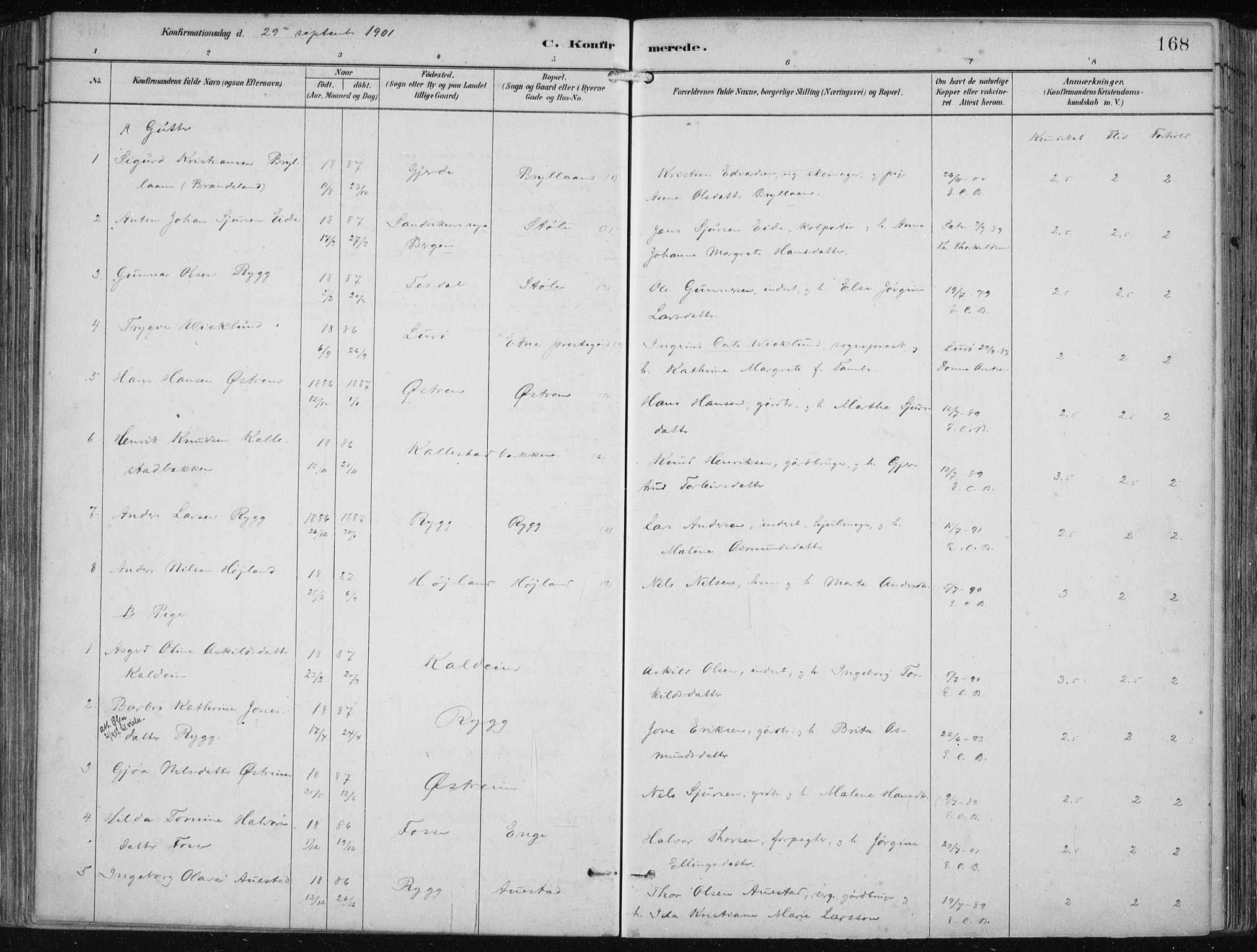 Etne sokneprestembete, SAB/A-75001/H/Haa: Parish register (official) no. B  1, 1879-1919, p. 168
