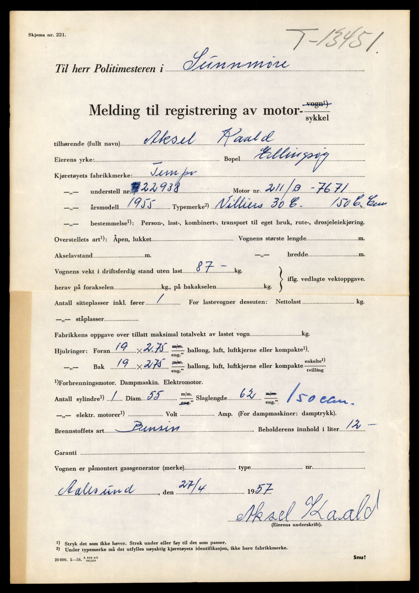 Møre og Romsdal vegkontor - Ålesund trafikkstasjon, AV/SAT-A-4099/F/Fe/L0039: Registreringskort for kjøretøy T 13361 - T 13530, 1927-1998, p. 1549