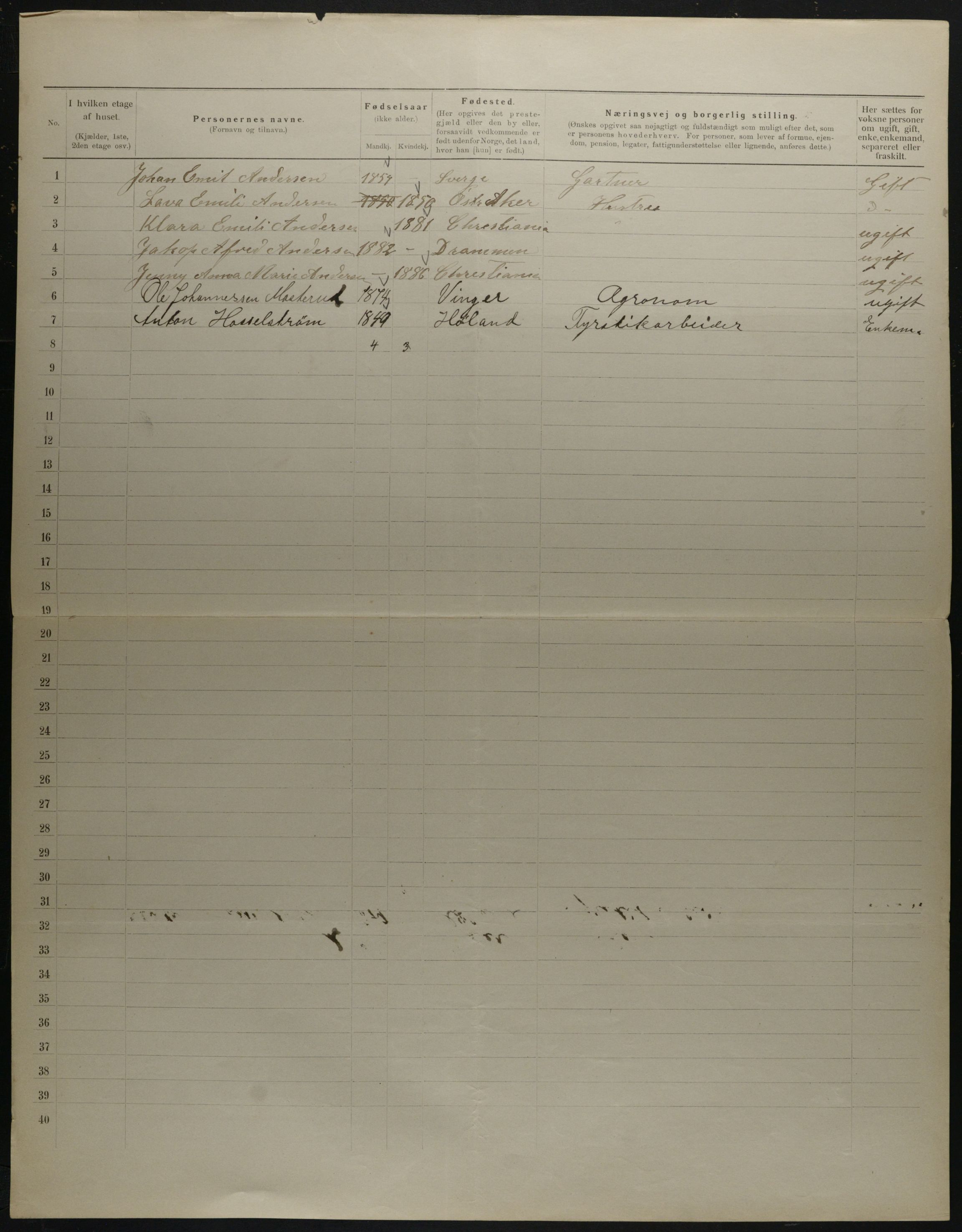 OBA, Municipal Census 1901 for Kristiania, 1901, p. 16100