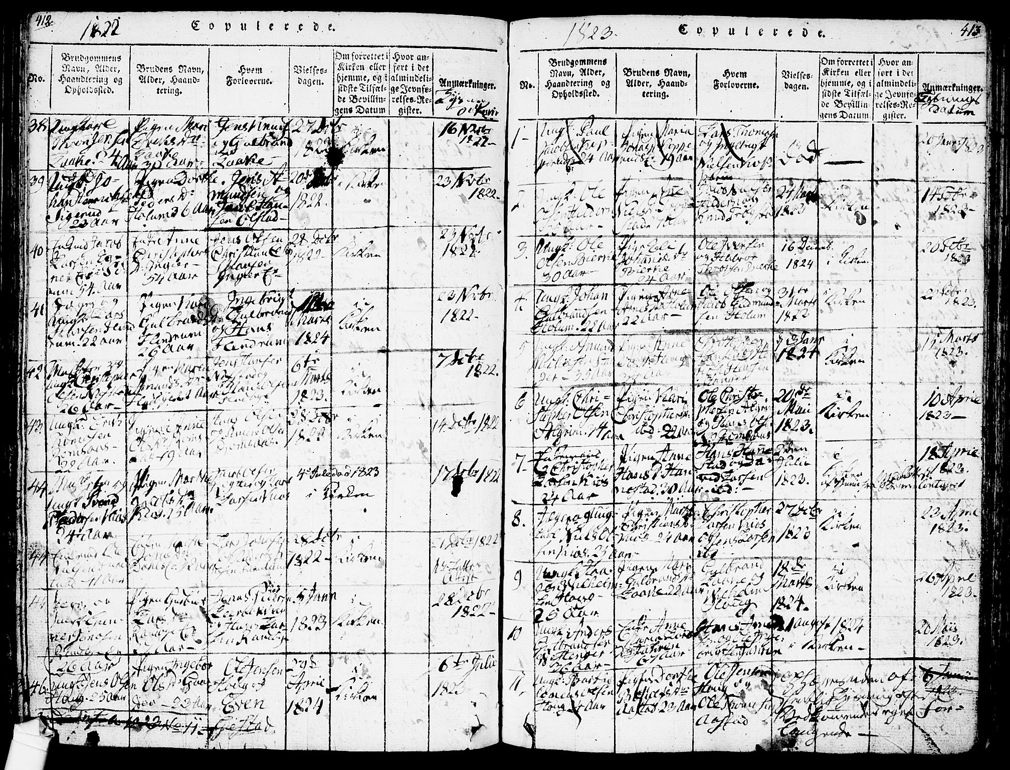 Ullensaker prestekontor Kirkebøker, AV/SAO-A-10236a/F/Fa/L0013: Parish register (official) no. I 13, 1815-1835, p. 412-413