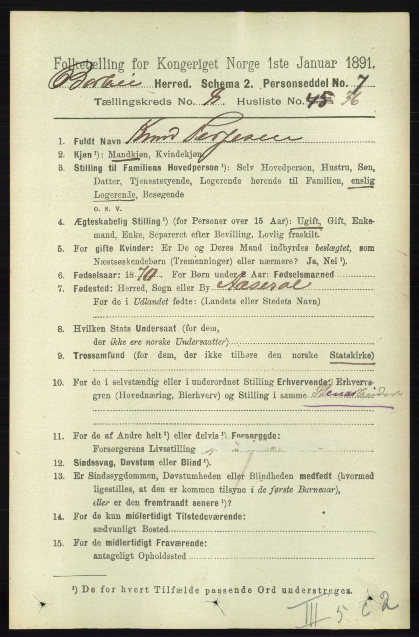 RA, 1891 census for 0990 Barbu, 1891, p. 6209