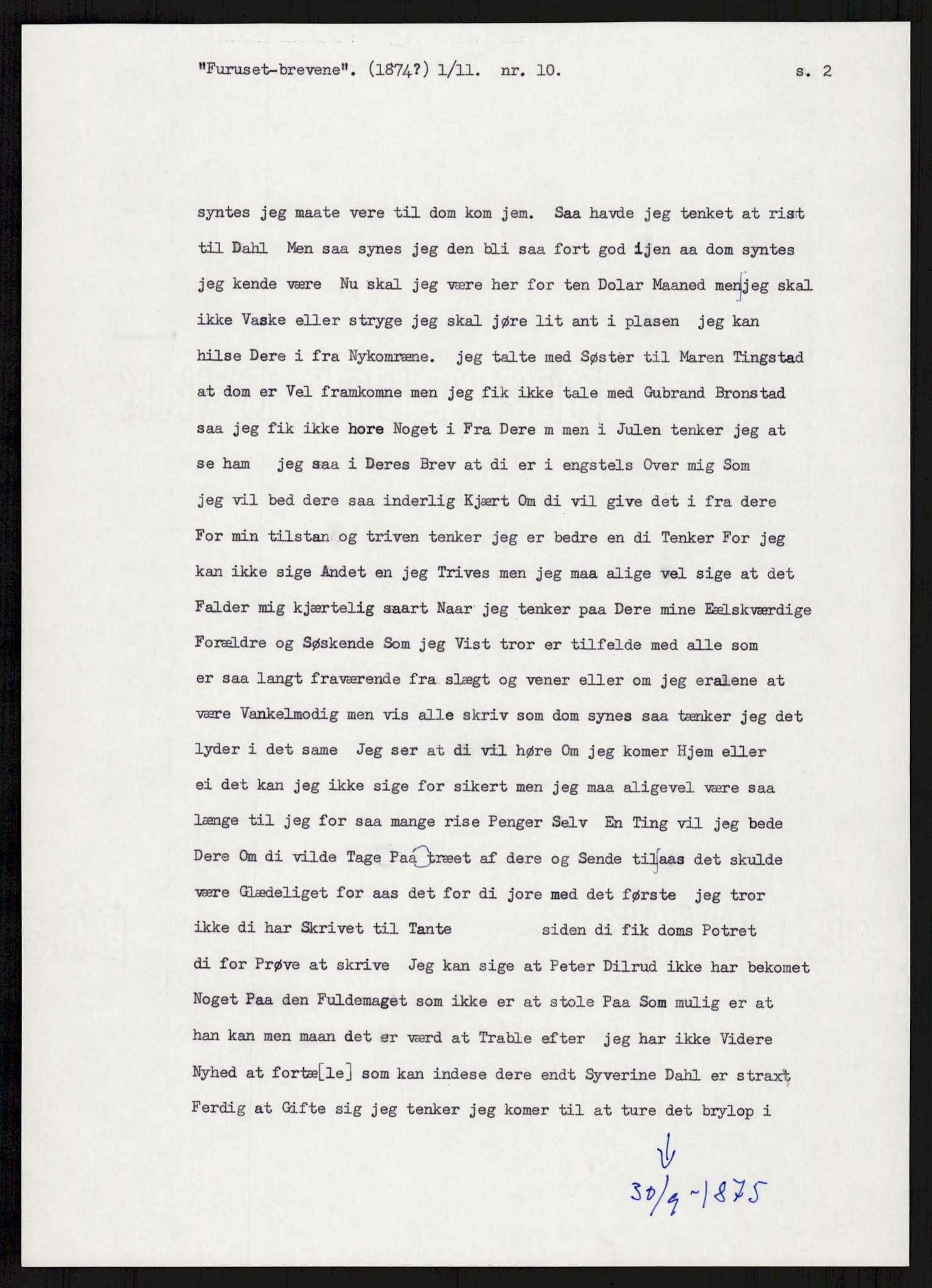 Samlinger til kildeutgivelse, Amerikabrevene, AV/RA-EA-4057/F/L0007: Innlån fra Hedmark: Berg - Furusetbrevene, 1838-1914, p. 555