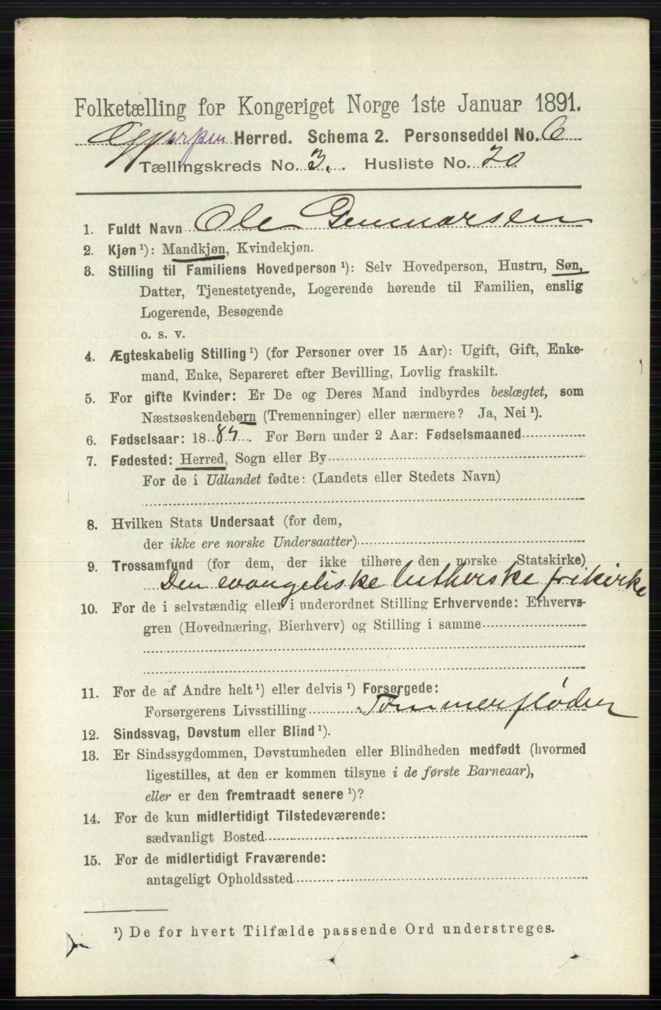 RA, 1891 census for 0812 Gjerpen, 1891, p. 1621