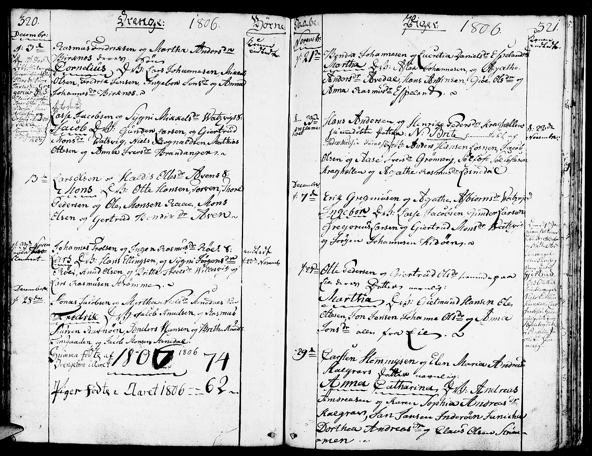 Gulen sokneprestembete, AV/SAB-A-80201/H/Haa/Haaa/L0016: Parish register (official) no. A 16, 1798-1808, p. 320-321