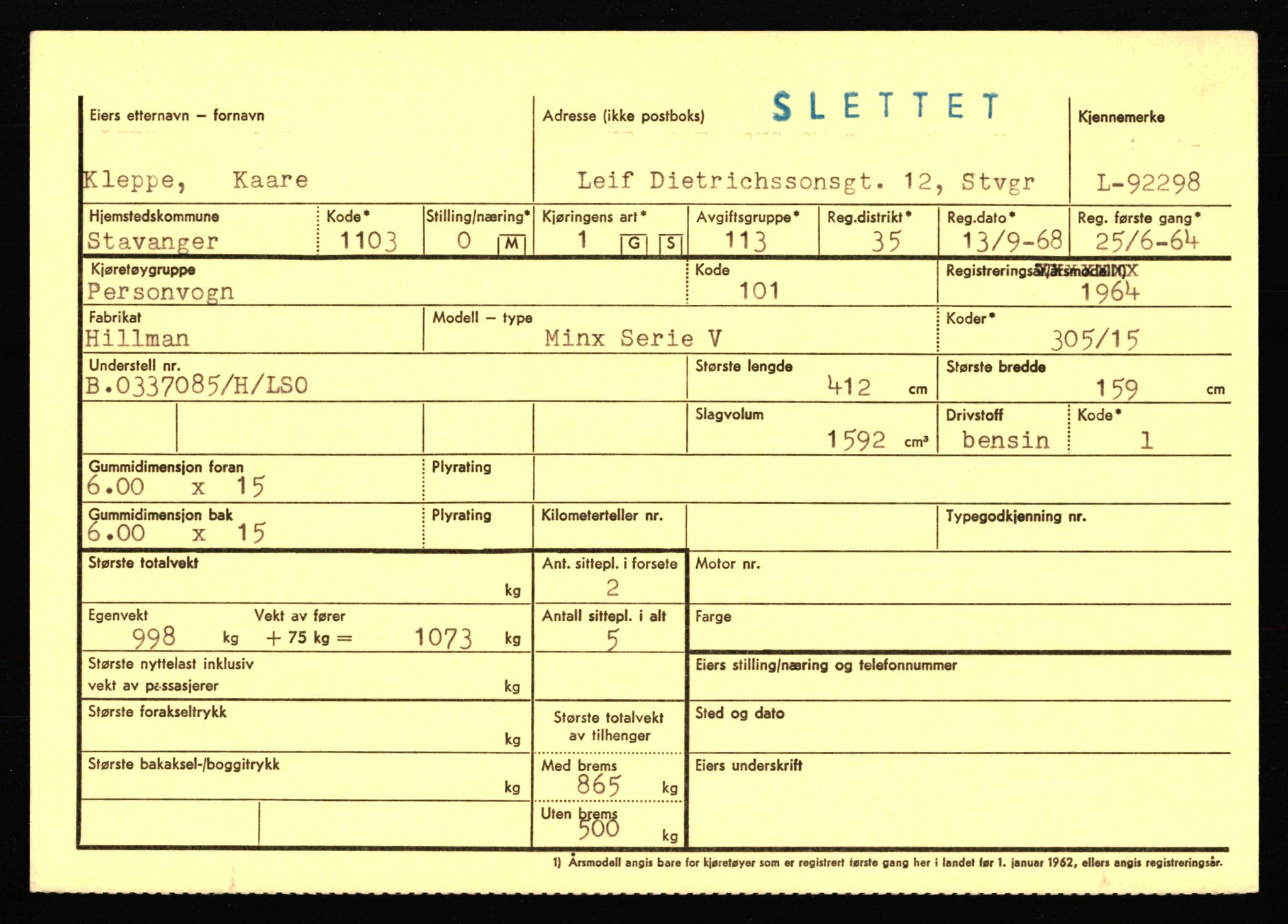 Stavanger trafikkstasjon, AV/SAST-A-101942/0/F/L0075: L-88800 - L-92499, 1930-1971, p. 2288