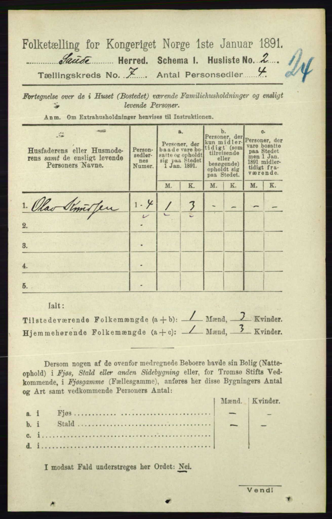 RA, 1891 census for 0822 Sauherad, 1891, p. 1985