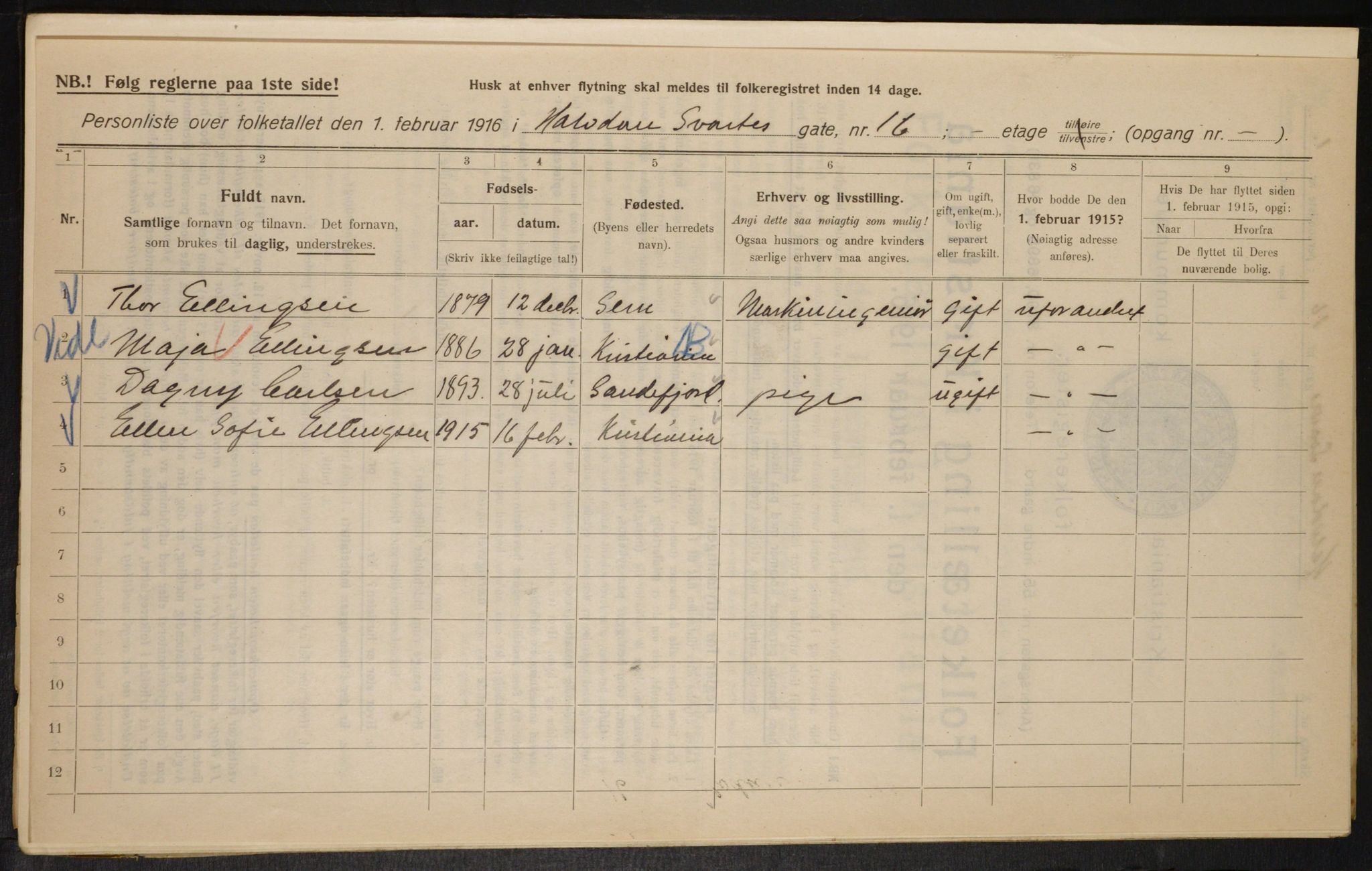 OBA, Municipal Census 1916 for Kristiania, 1916, p. 34737