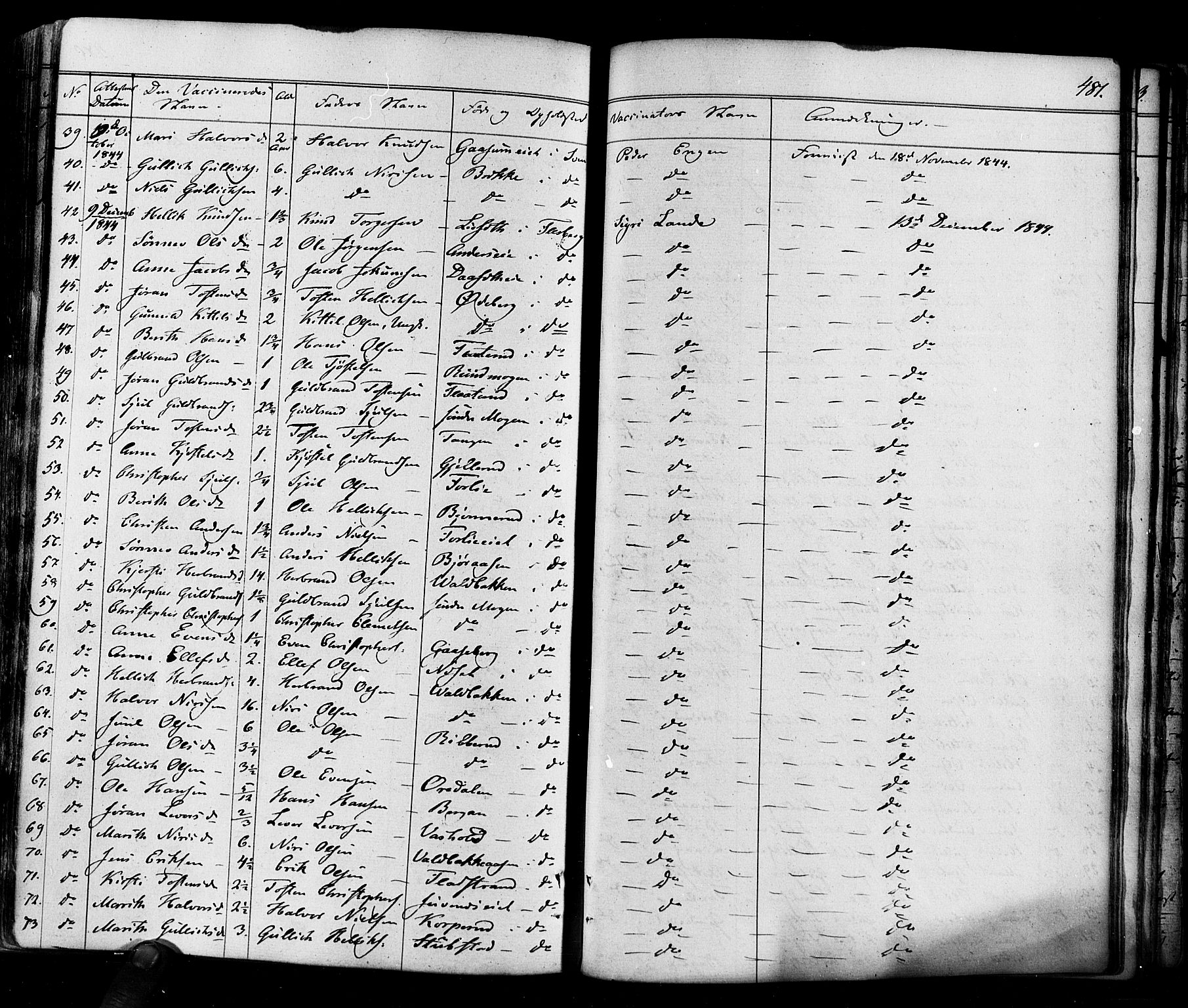 Flesberg kirkebøker, AV/SAKO-A-18/F/Fa/L0006: Parish register (official) no. I 6, 1834-1860, p. 481