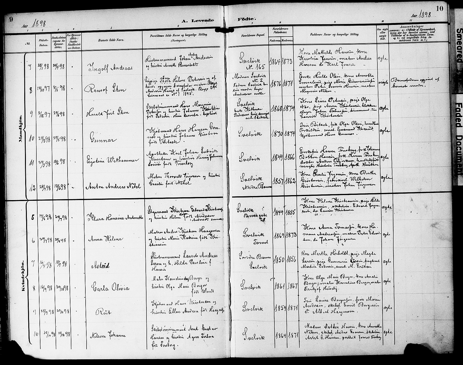 Strømm kirkebøker, AV/SAKO-A-322/G/Gb/L0002: Parish register (copy) no. II 2, 1897-1928, p. 9-10