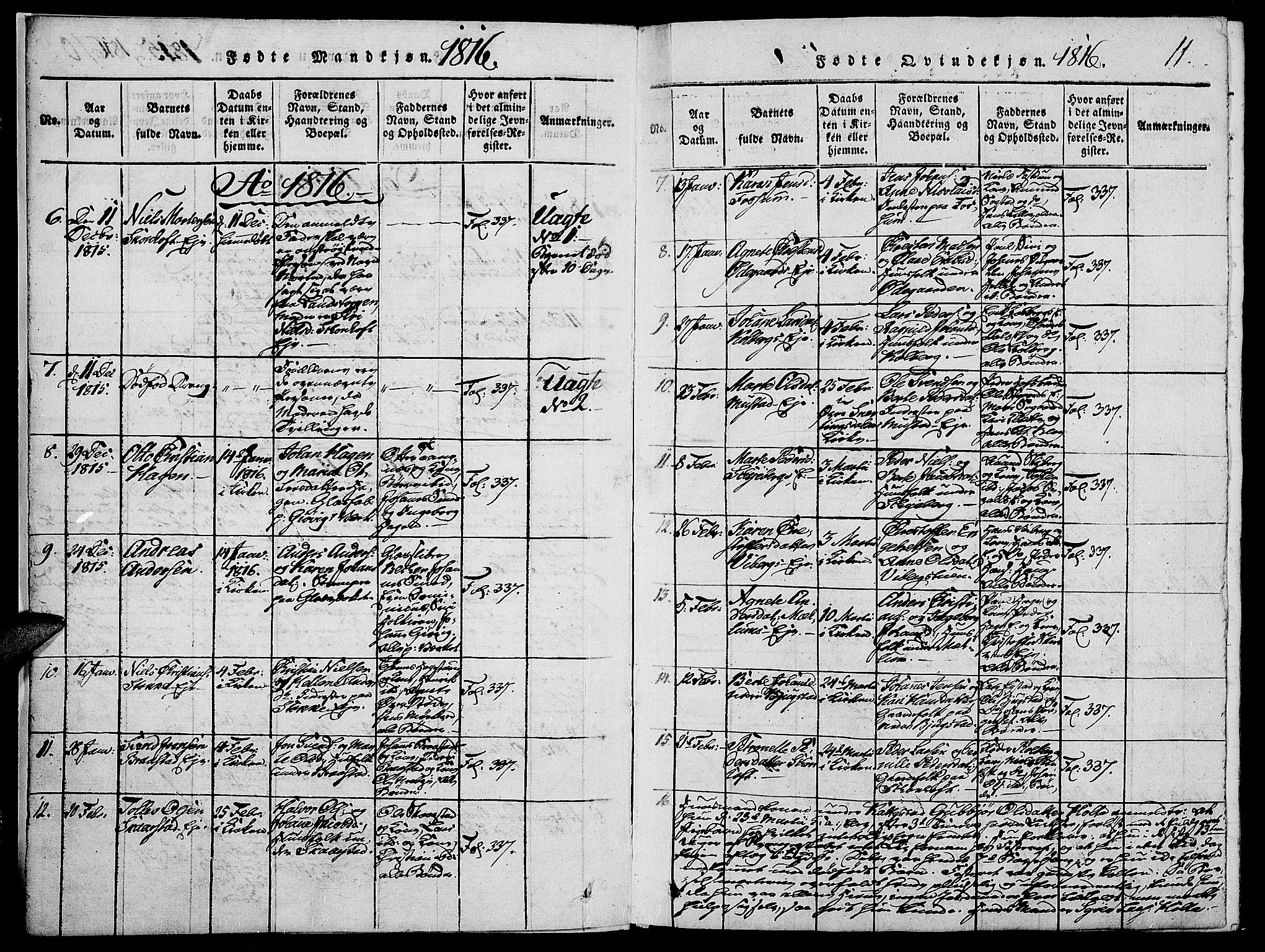 Vardal prestekontor, SAH/PREST-100/H/Ha/Haa/L0004: Parish register (official) no. 4, 1814-1831, p. 11