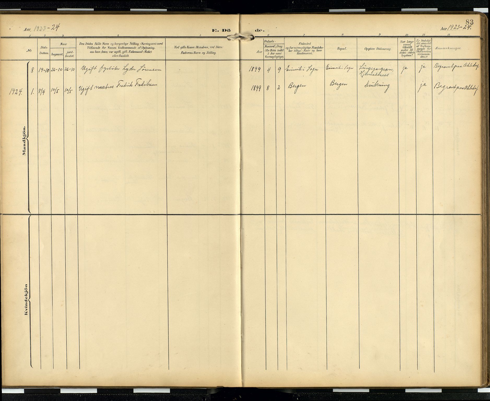 Den norske sjømannsmisjon i utlandet/Hamburg, AV/SAB-SAB/PA-0107/H/Ha/L0001: Parish register (official) no. A 1, 1907-1951, p. 82b-83a