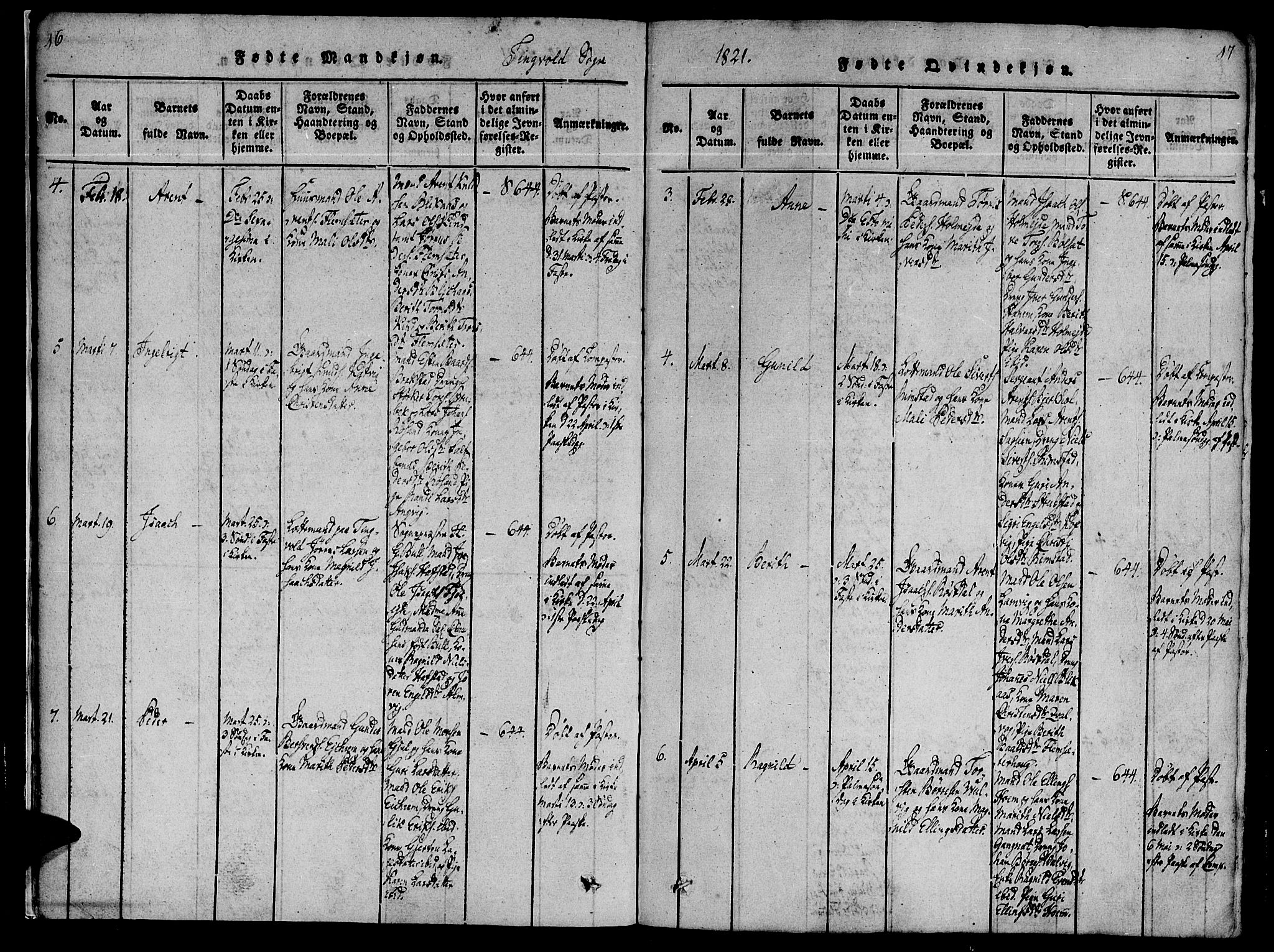 Ministerialprotokoller, klokkerbøker og fødselsregistre - Møre og Romsdal, AV/SAT-A-1454/586/L0982: Parish register (official) no. 586A08, 1819-1829, p. 16-17