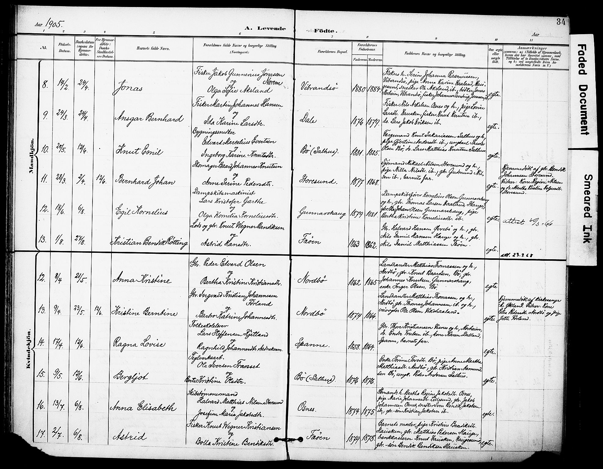 Torvastad sokneprestkontor, AV/SAST-A -101857/H/Ha/Haa/L0017: Parish register (official) no. A 16, 1899-1911, p. 34