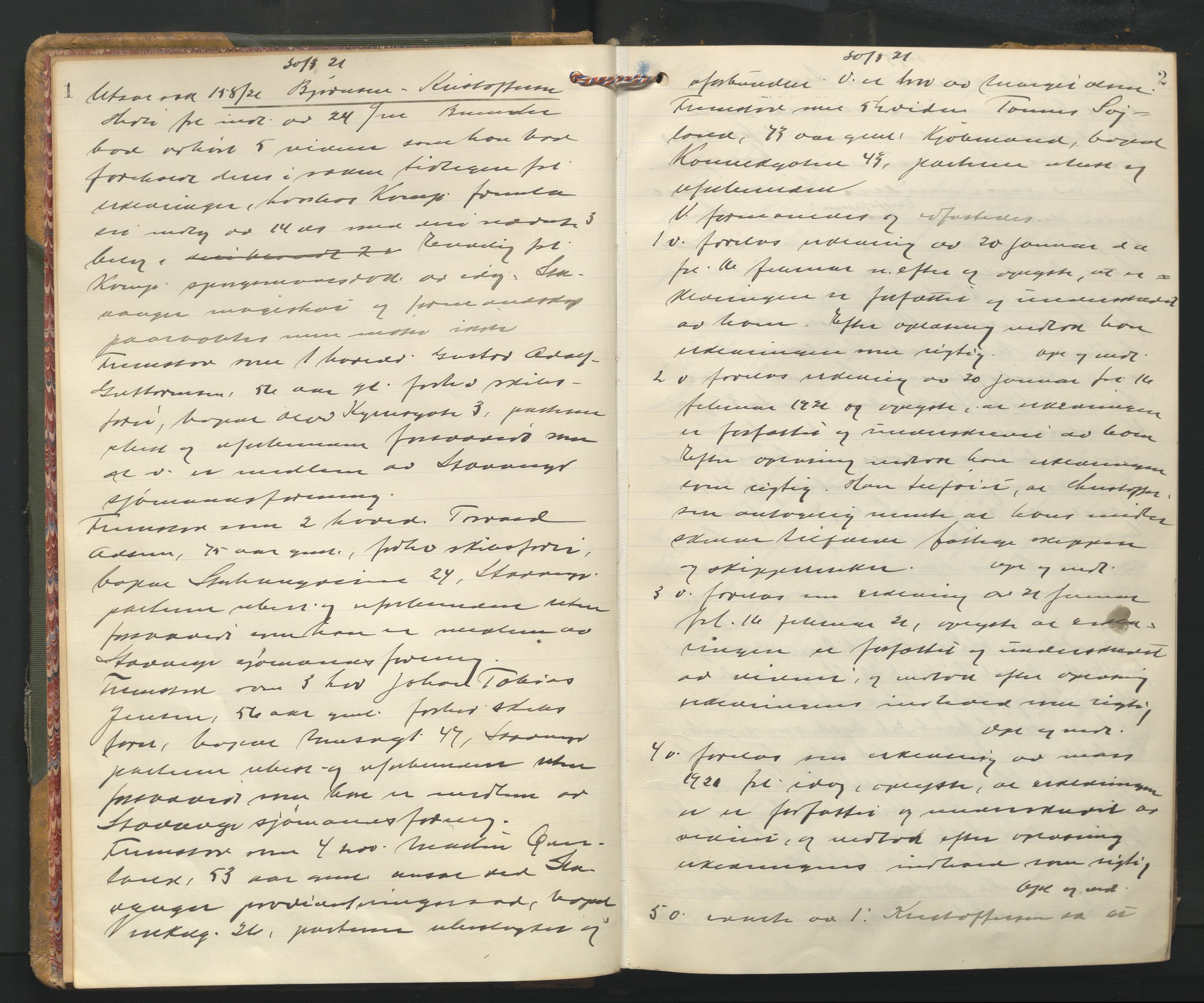 Stavanger byrett, AV/SAST-A-100455/001/3/320/3201BA/L0002: Bytingprotokoll, 1921-1922