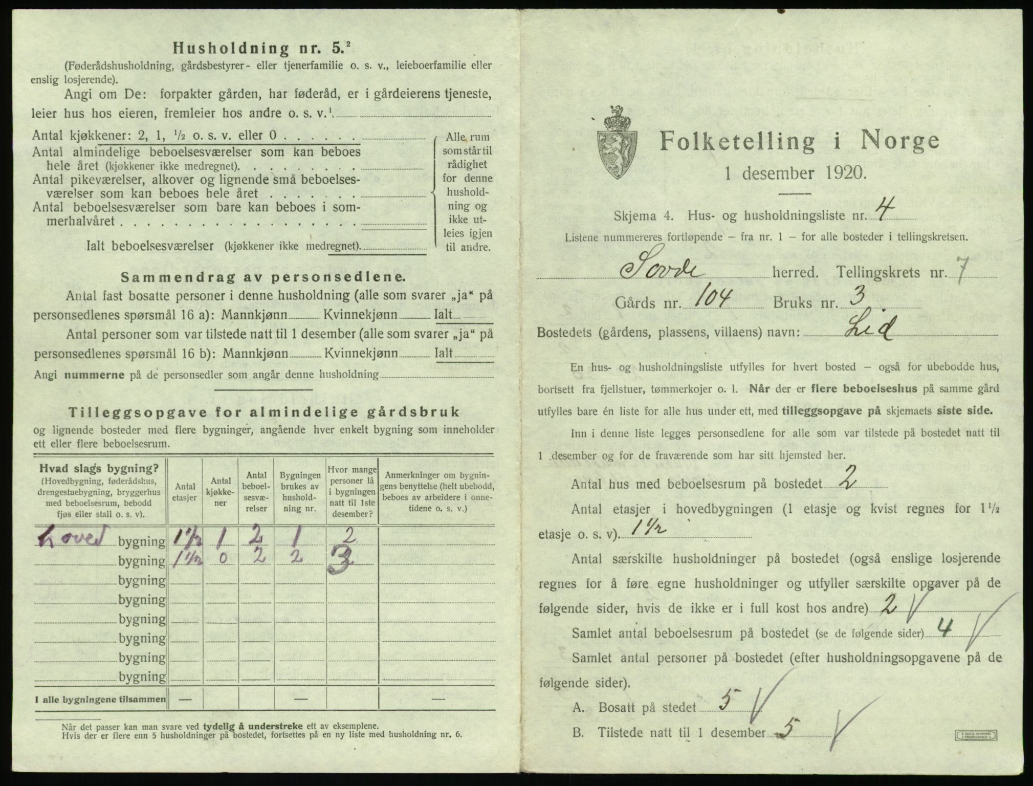 SAT, 1920 census for Syvde, 1920, p. 336