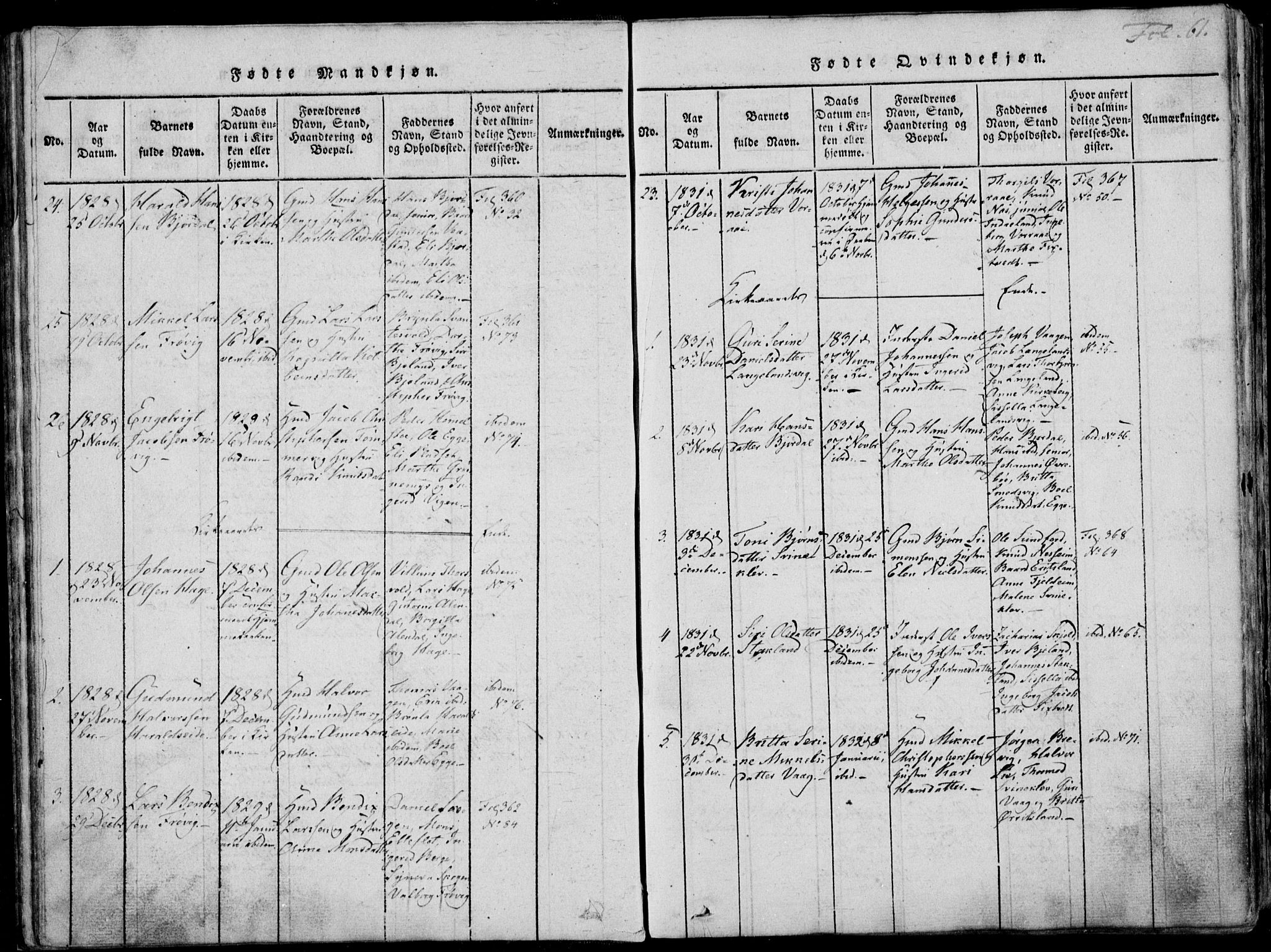 Skjold sokneprestkontor, AV/SAST-A-101847/H/Ha/Haa/L0003: Parish register (official) no. A 3, 1815-1835, p. 61