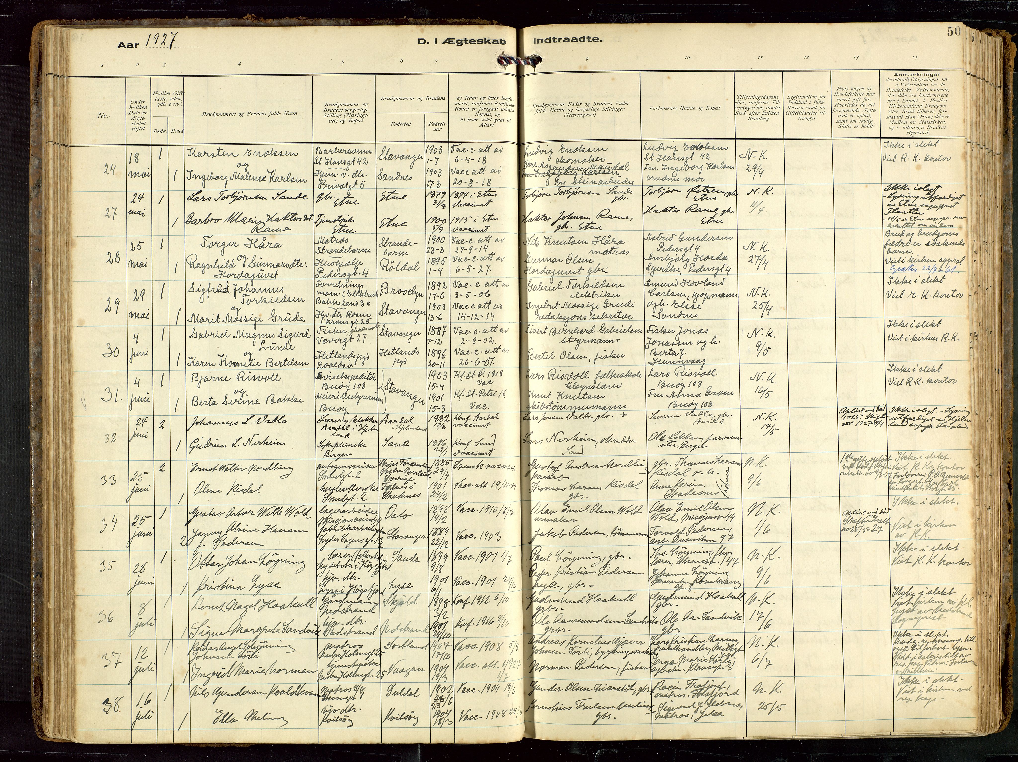 St. Petri sokneprestkontor, SAST/A-101813/002/D/L0002: Parish register (official) no. A 27, 1921-1942, p. 50