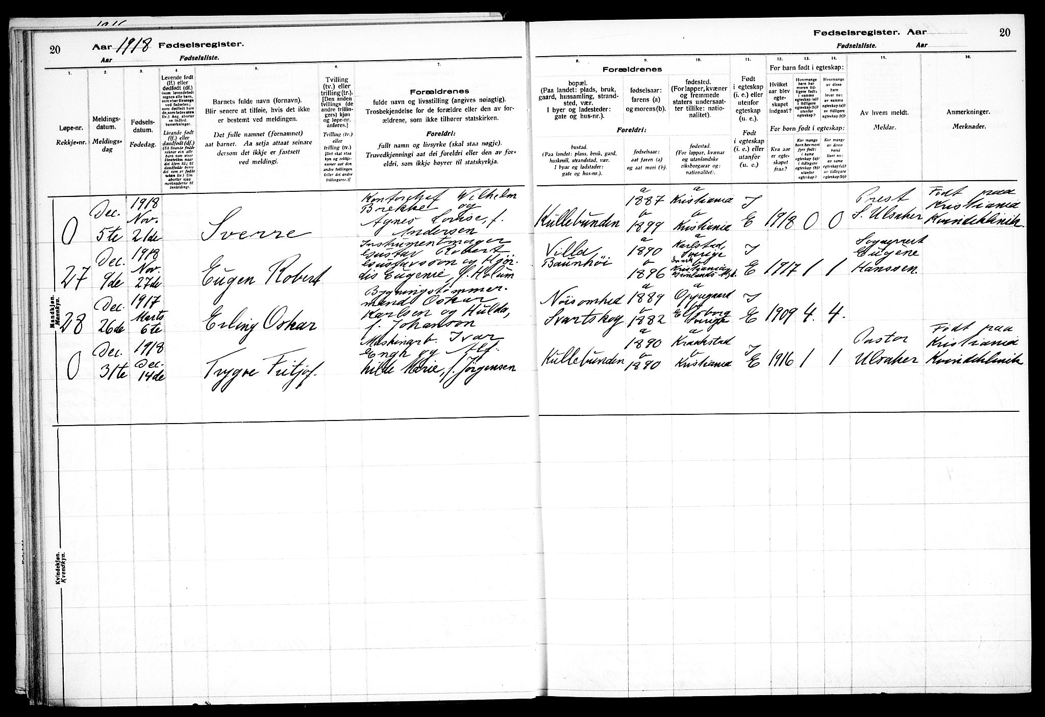 Nesodden prestekontor Kirkebøker, SAO/A-10013/J/Jb/L0001: Birth register no. II 1, 1916-1933, p. 20