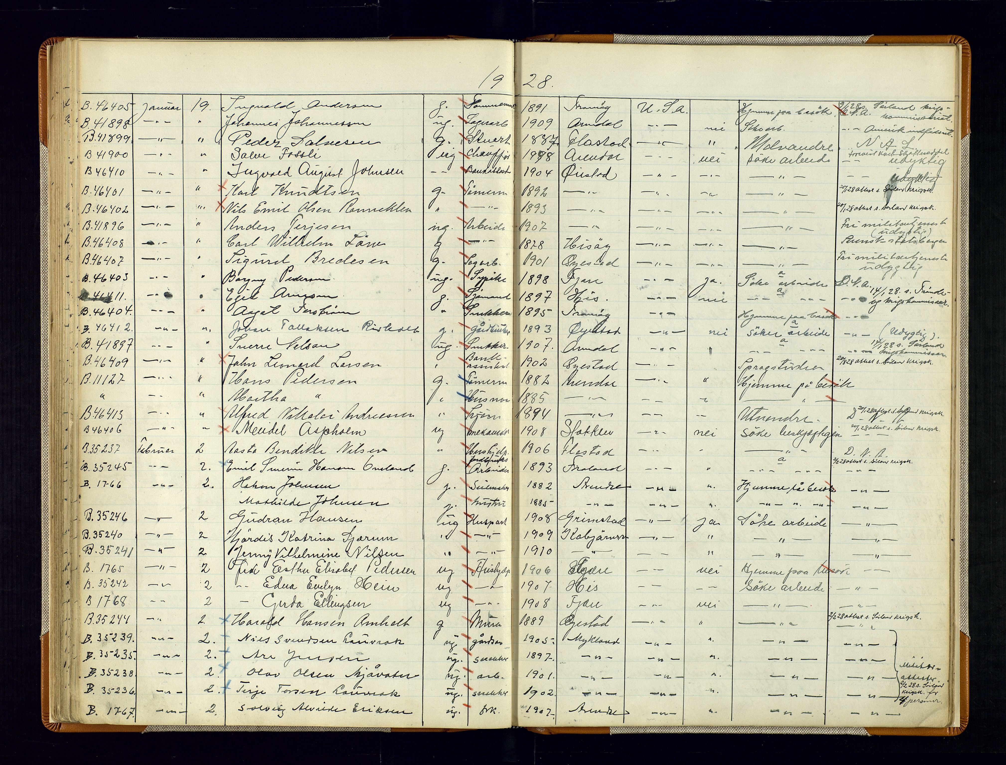 Arendal politikammer - 1, AV/SAK-1243-0001/K/Kb/L0110: Emigrantprotokoll, 1916-1930, p. 114
